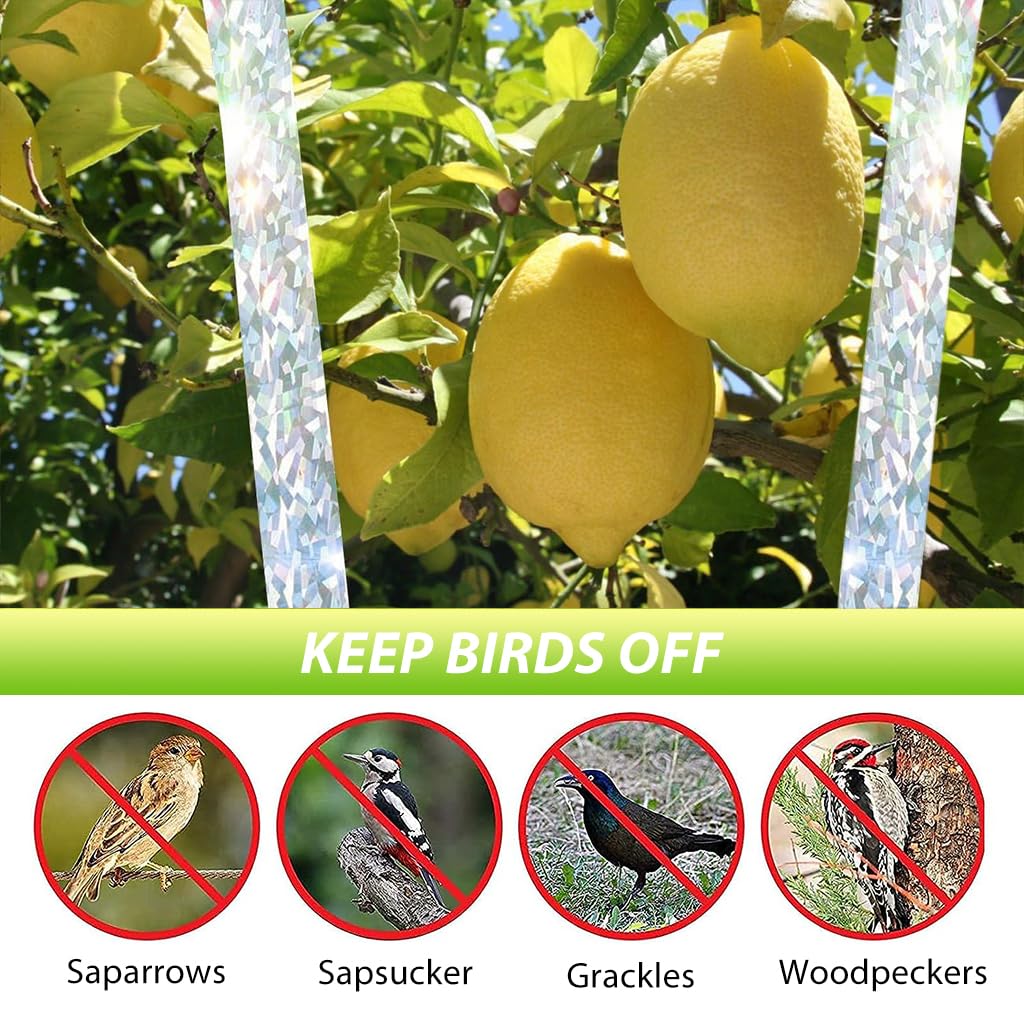 HASTHIP 80M Bird Scare Tape Reflective - Multicolored Reflective Birds Repellent - Tapepigeon Repellent For Balcony - Outdoor Pigeon Spikes - Birds Deterrent Repellent Devices Tape(2.5cm*80m-2 Roll)