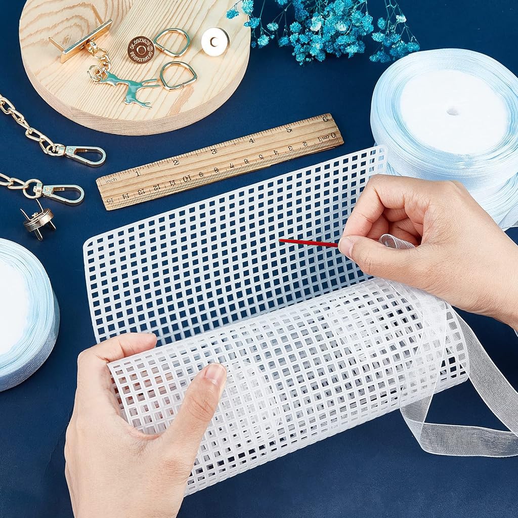 HASTHIP DIY Knitting Crochet Bags Kit, Plastic Canvas Plastic Mesh Sheets for Embroidery Cross Stitch DIY Women Handmade Bag Making Accessories