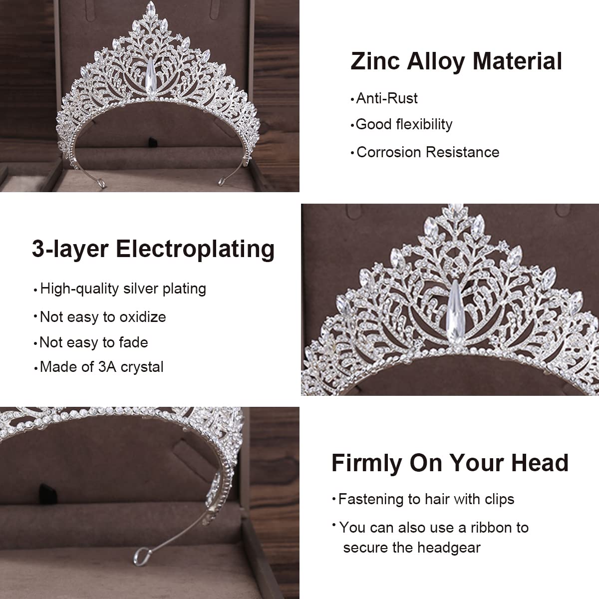 PALAY Women's Crown Tiara Crown Crystal Princess Crown Tiara Parties Crown for Ladies Girls Bride Hair Accessories Tiara Maternity Photoshoot For Girls