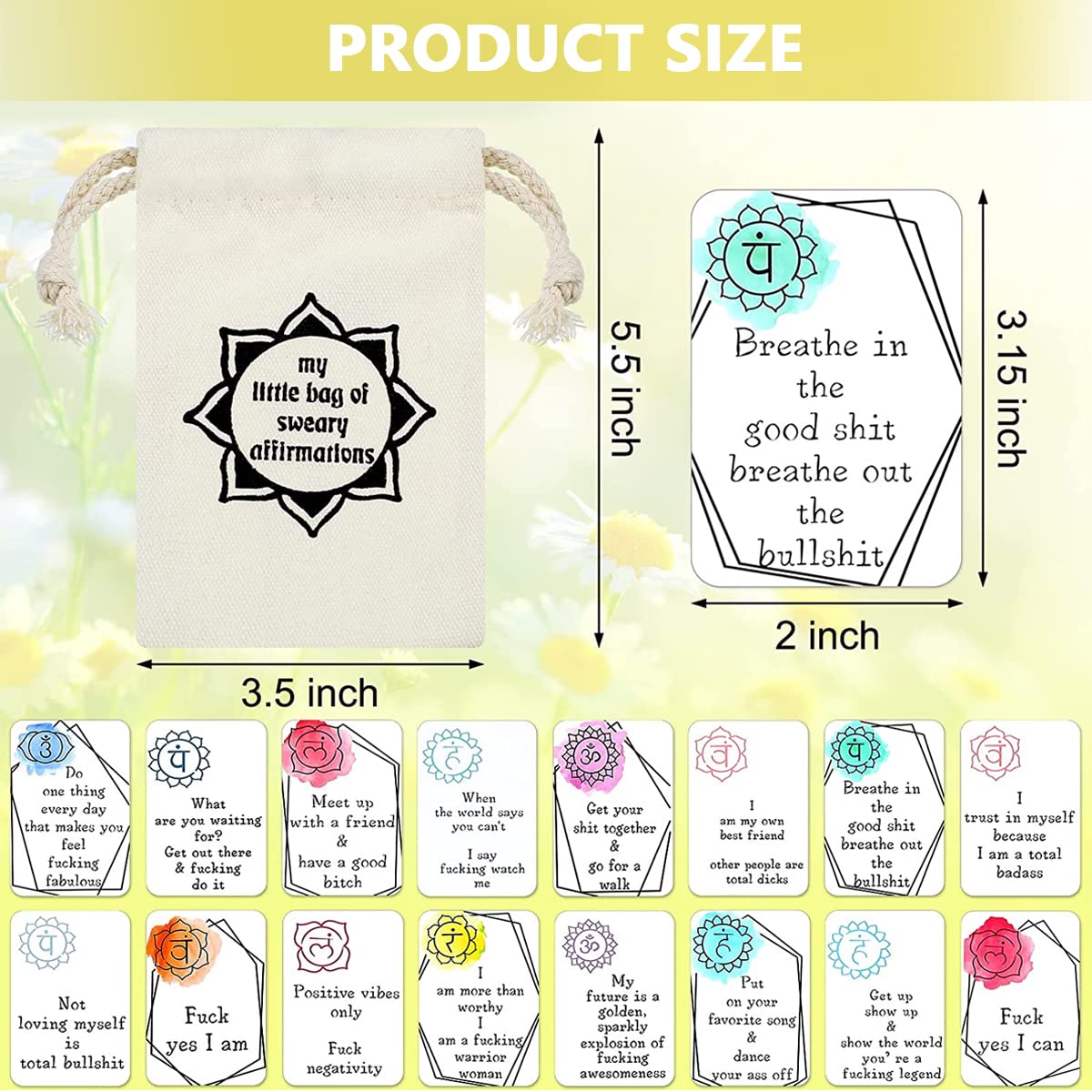 HASTHIP 16 Sheet Greeting Card for Birthdays Sweary Affirmation Cards Positive Swear Cards Boost Confidence Encouragement Confirmation Card Set Creative Prints