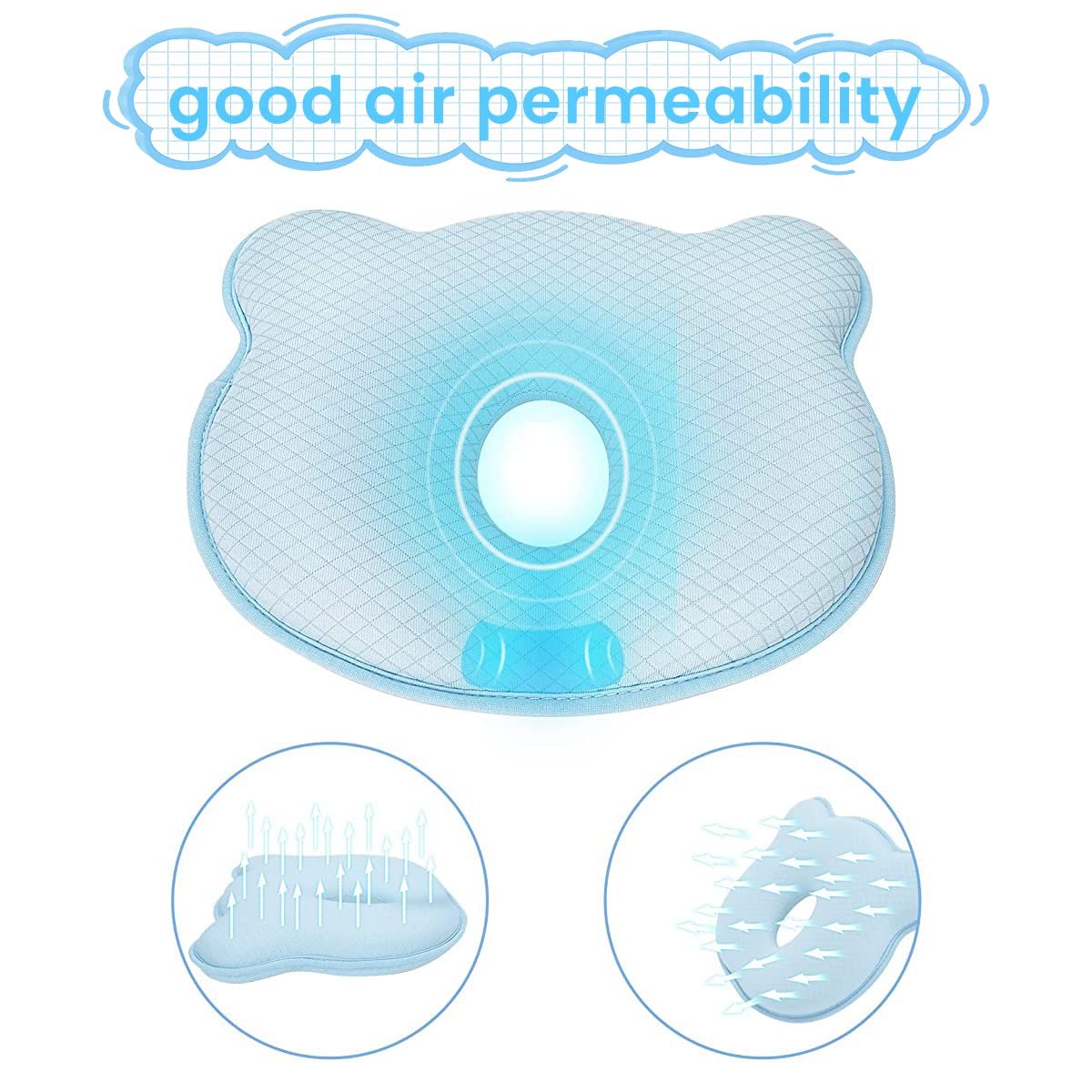 SNOWIE SOFT Baby Pillows for New Born, Baby Head Shaper Pillow with Durable Air Layer Fabric and Breathable Memory Cotton, Soft Kids Pillow with Anti-Bacterial Performance for 0-3 Years Old