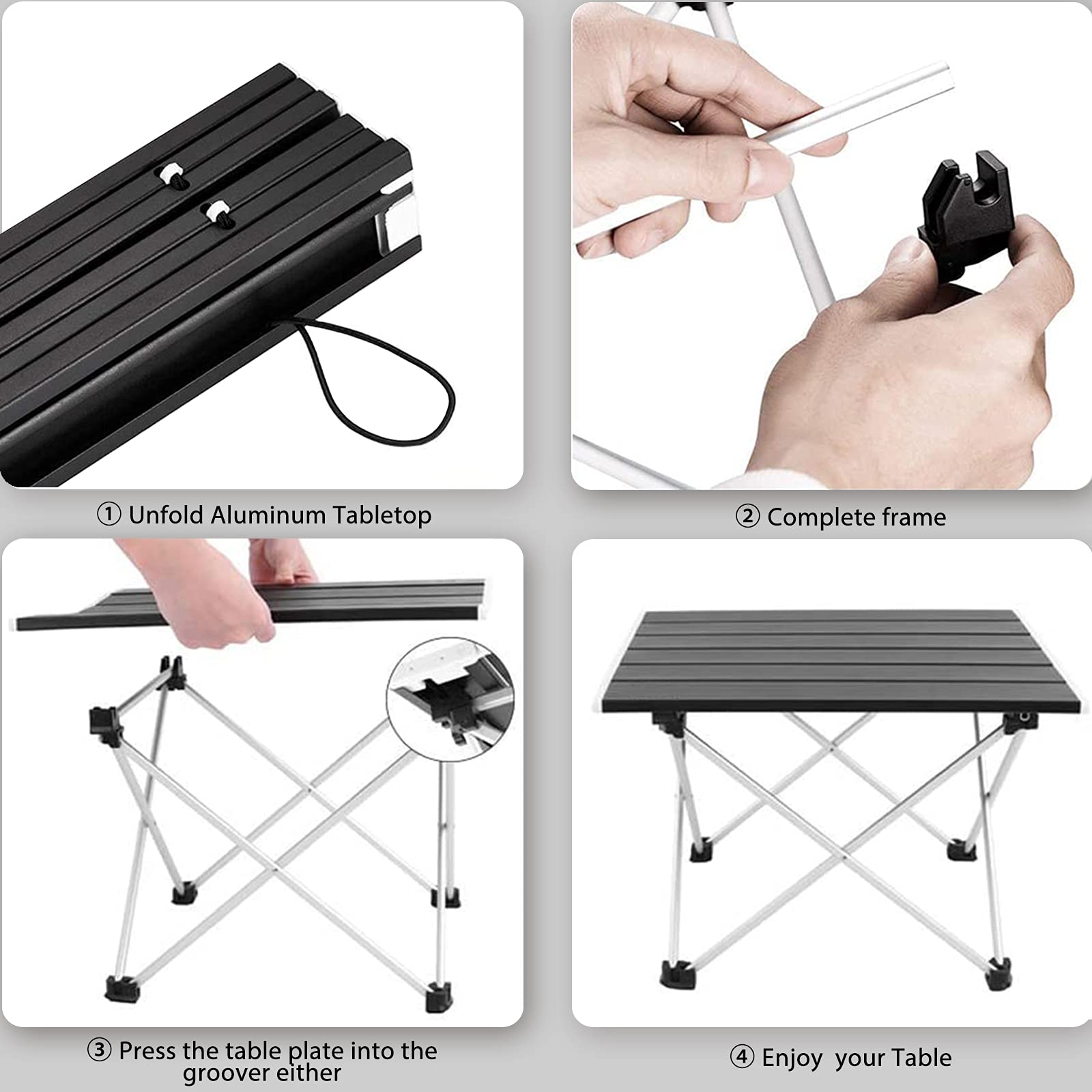 Proberos Camping Table Foldable Table 56 * 40.5cm Aluminum Top for Outdoor Cooking, Hiking, Travel, Picnic, Sturdy Constructed Camping Table with Storage Bag