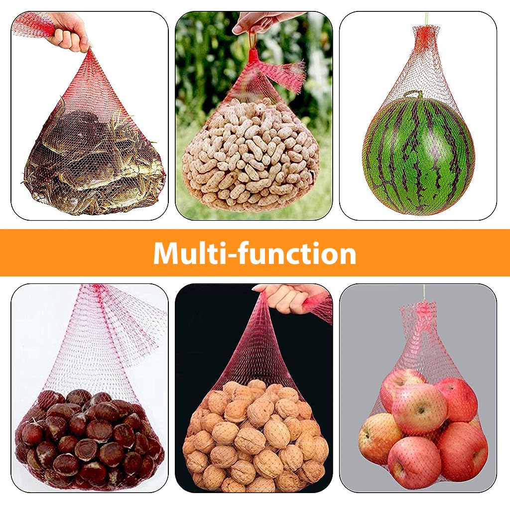 HASTHIP 100pcs 40cm Packing Net for Watermelon, Fruit, Vegetables, Toys, Seafood, Multipurpose Reusable Melon Mesh for Trellis Vertical Garden Growing
