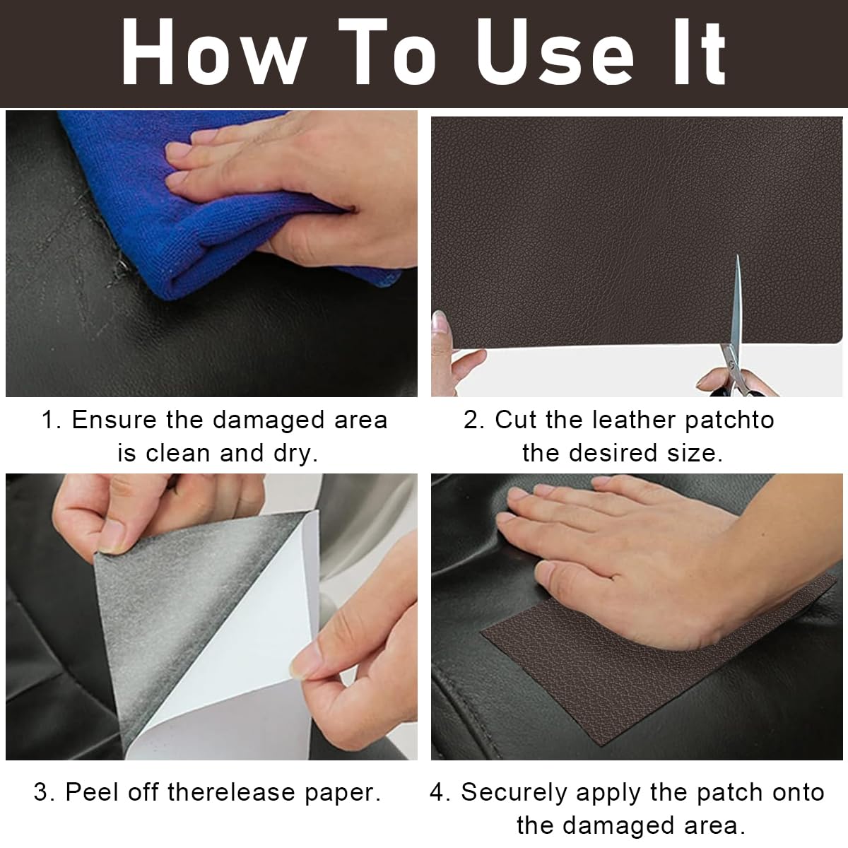 HASTHIP PVC Leather Repair Patch Self Adhesive PVC Leather Repair Patch Cuttable Leather Repair Patch for Car Seats, DIY Leather Crafts, 78x17 Inches, Dark Brown