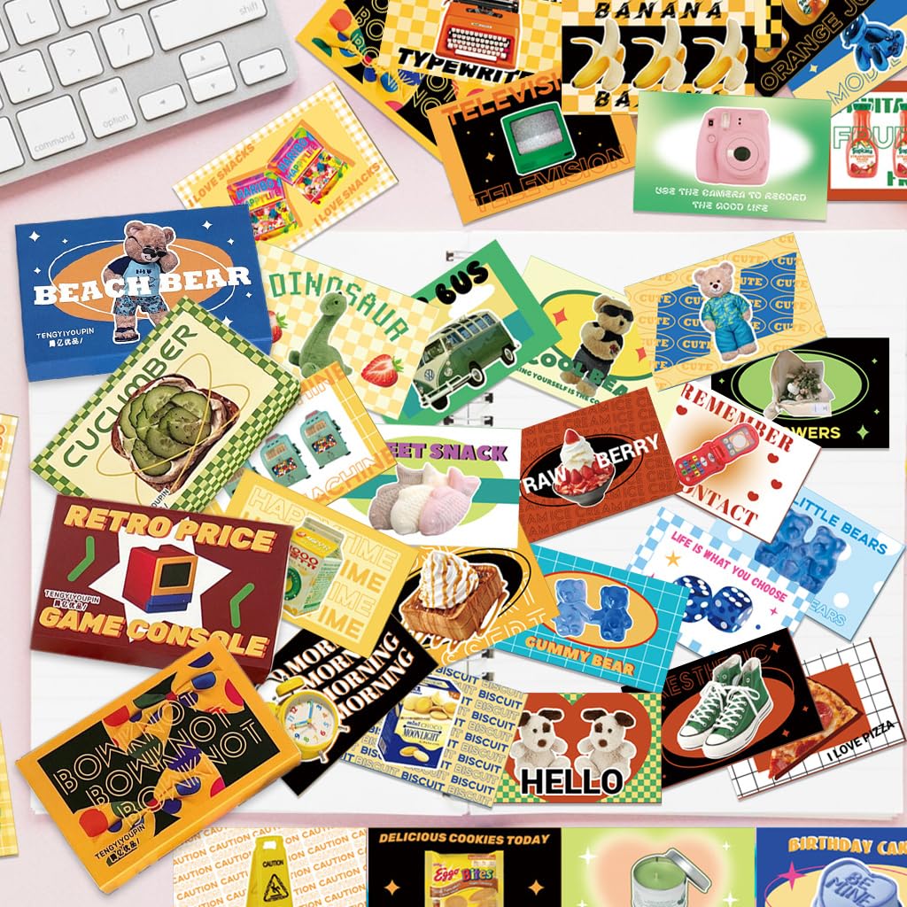 HASTHIP 160Pcs Scrapbook Stickers, Scrapbook Kit Journal Supplies, Decorative Cartoon Stickers with 4 Themes Paper Stickers for Scrapbooking, DIY Crafts, DIY Laptop Case, Wall Decoration