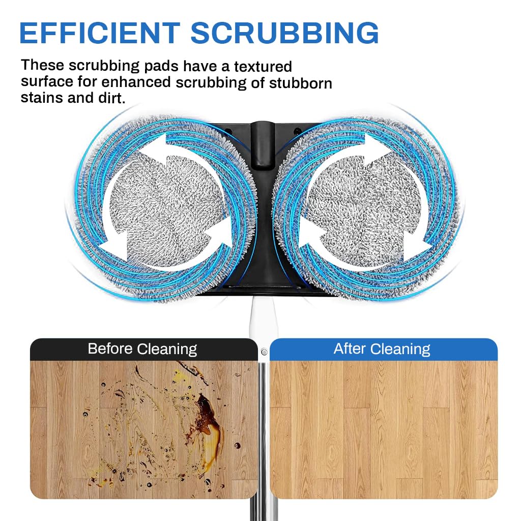 Verilux 2Pcs Replacement Mop Pads for AGARO Floor Scrubber 16cm/6.3 inches Mop Pads Water Abserbent Scrubbing Pads Cleaning Pads Universal Replacement Mop Pads