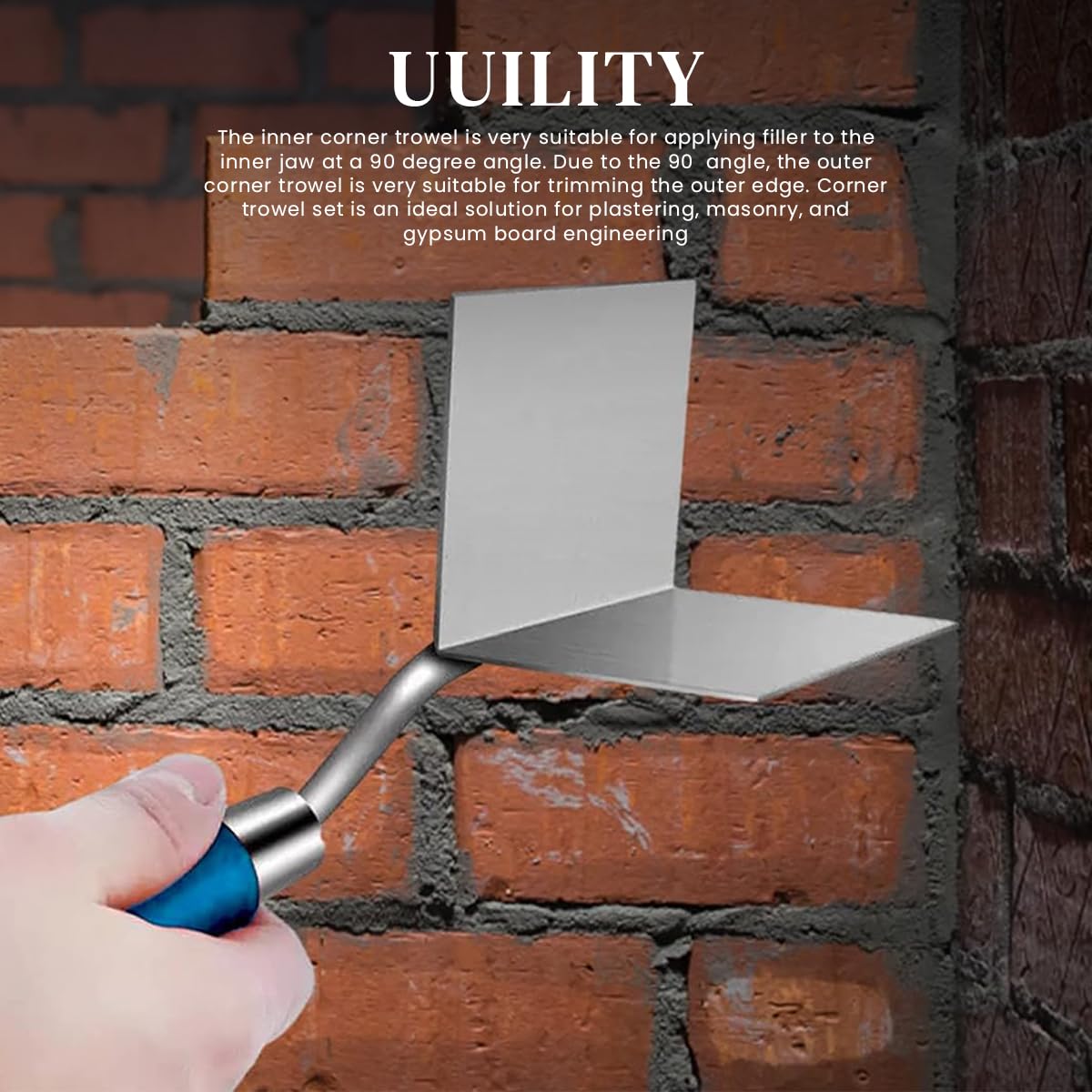 HASTHIP 2Pcs Stainless Steel Trowel Drywall Corner Tool Set 80 x 60mm Angle Trowel for Plastering Sharp Corner Creating Angle Trowels Drywall Outside&Inside Corner Trowel for Plaster, Gypsum, Cement
