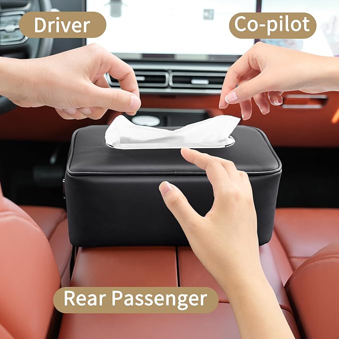 STHIRA® Upgraded Car Tissue Holder Premium PU Leather Tissues Box Cover