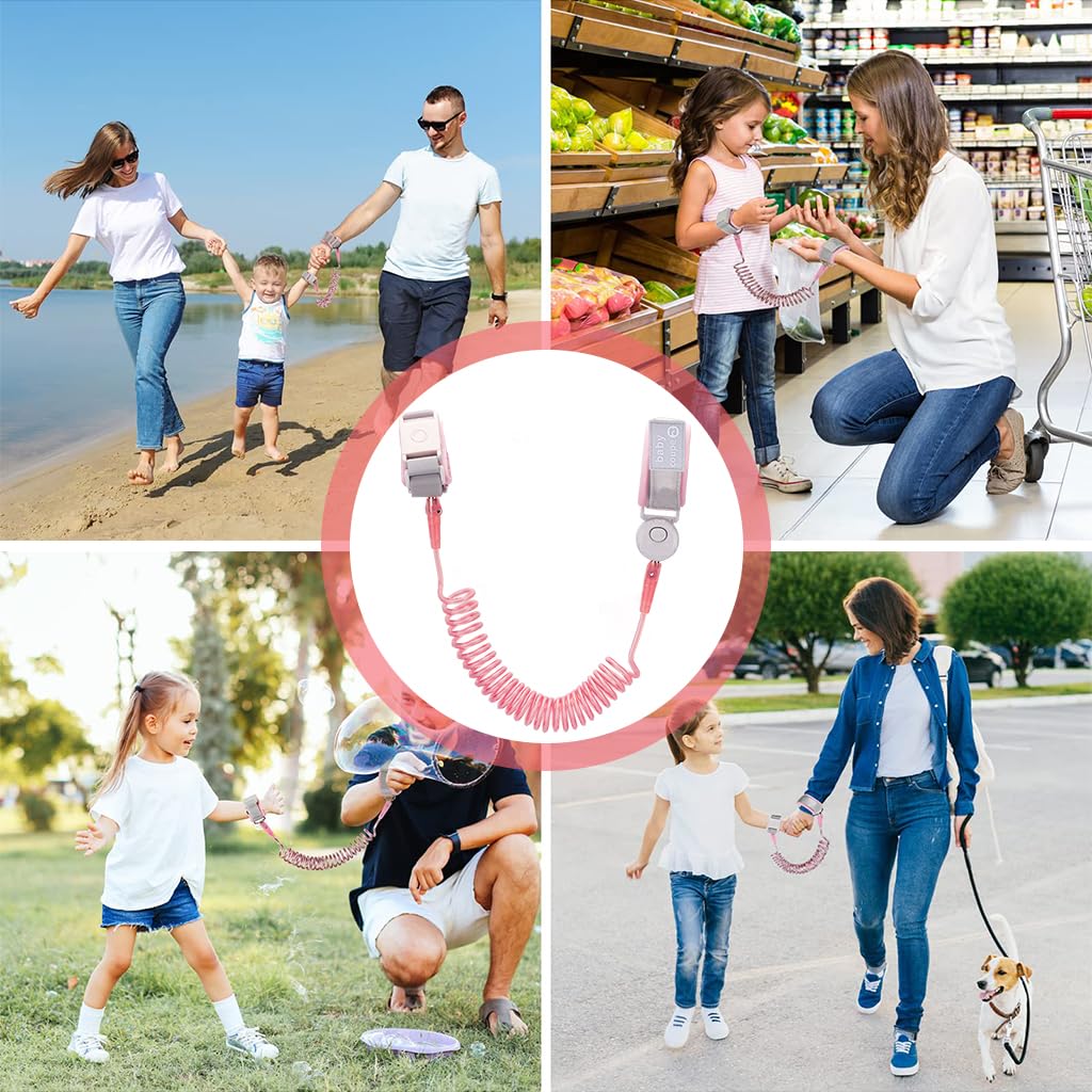 SNOWIE SOFT Anti Lost Wrist Link, Toddler Walking Leash with Induction Lock, 360 Degree Swivel Wrist Design Elastic 8.2ft Child Wrist Leash, Kids Leash for Supermarket Mall Airport Amusement Park