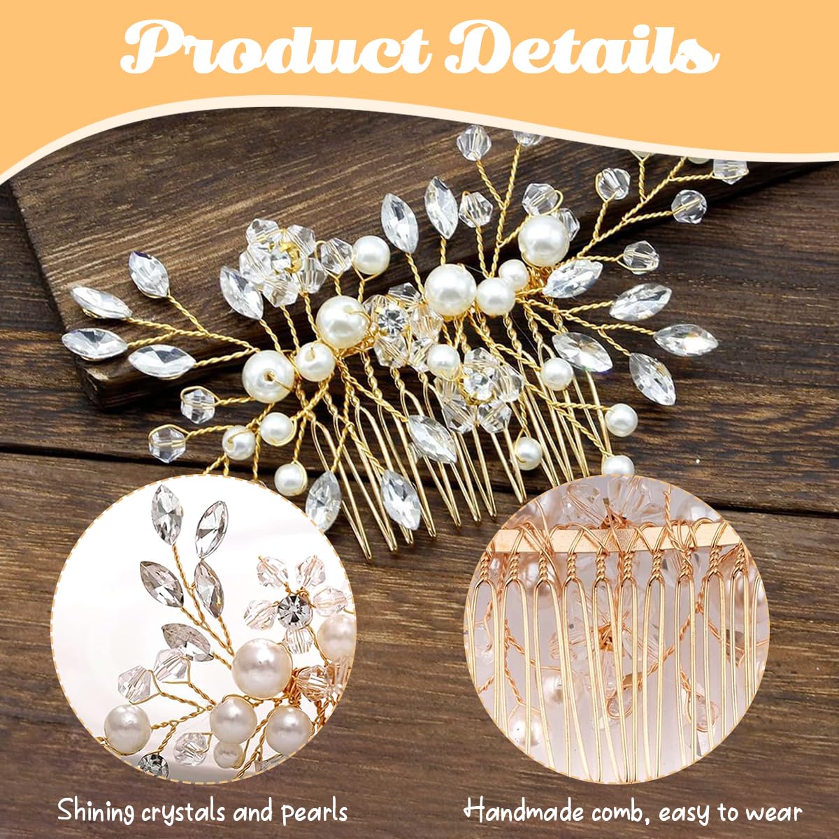 PALAY Flower Hair Accessories for Women Pearl Crystal Rhinestone Hair Pins for Women Stylish Hair Comb Clip Bridal Hair Bun Accessories for Wedding, Daily, Party - 5 Pcs