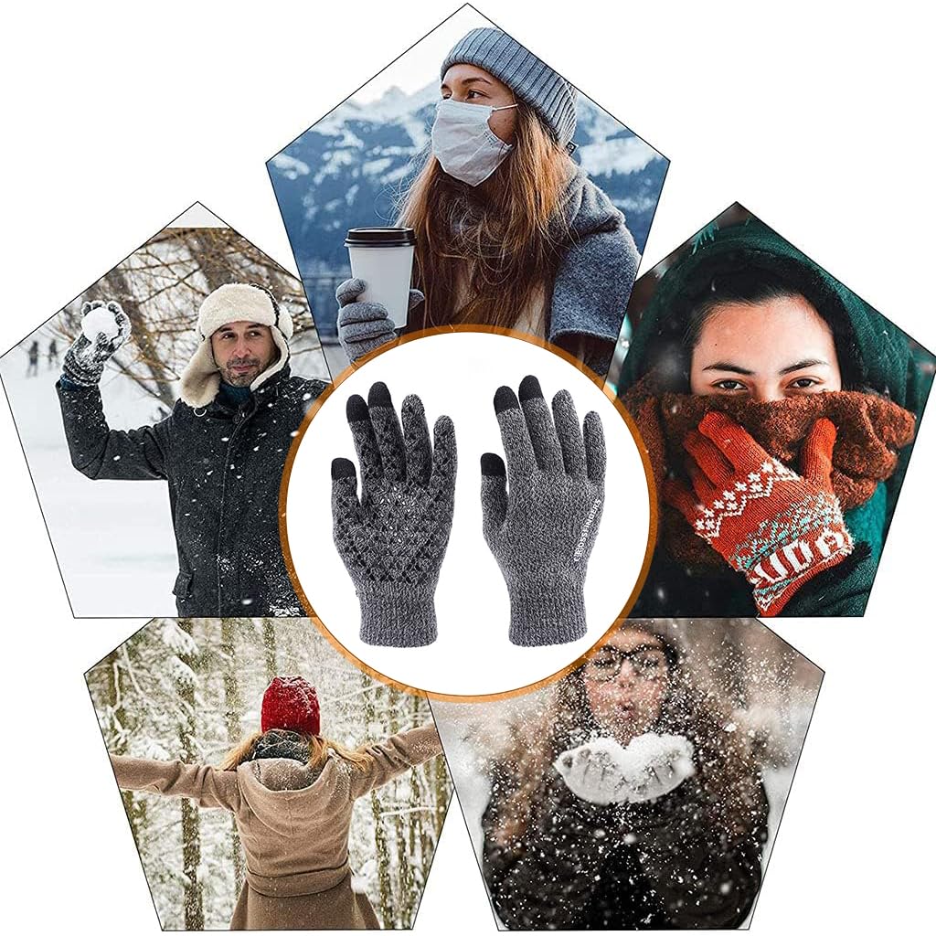 GUSTAVE Winter Gloves with Touchscreen Fingertips Winter Outdoor Warm Knit Glove Anti-slip Palm Gloves Design Soft Knit Lining Stylish Winter Gloves for Men Women