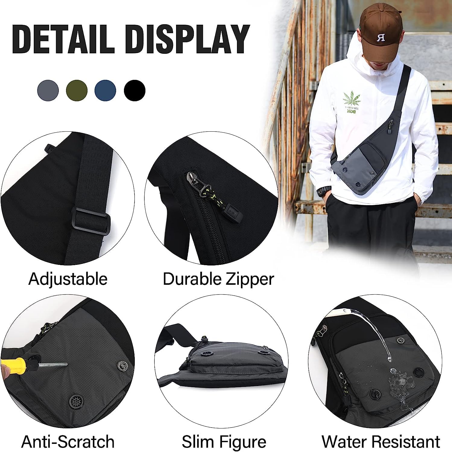 GUSTAVE® Waterproof Sling Bag Crossbody Bag