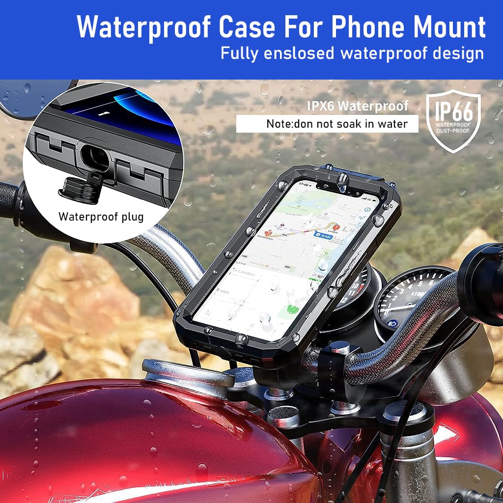 STHIRA Mobile Holder for Bike, 360 ° Rotatable Outdoor Waterproof Phone Mount Holder with Aluminum Alloy Installation Base Anti-Glare Touch Screen Design Phone Holder for 6.1'' Phone and Below