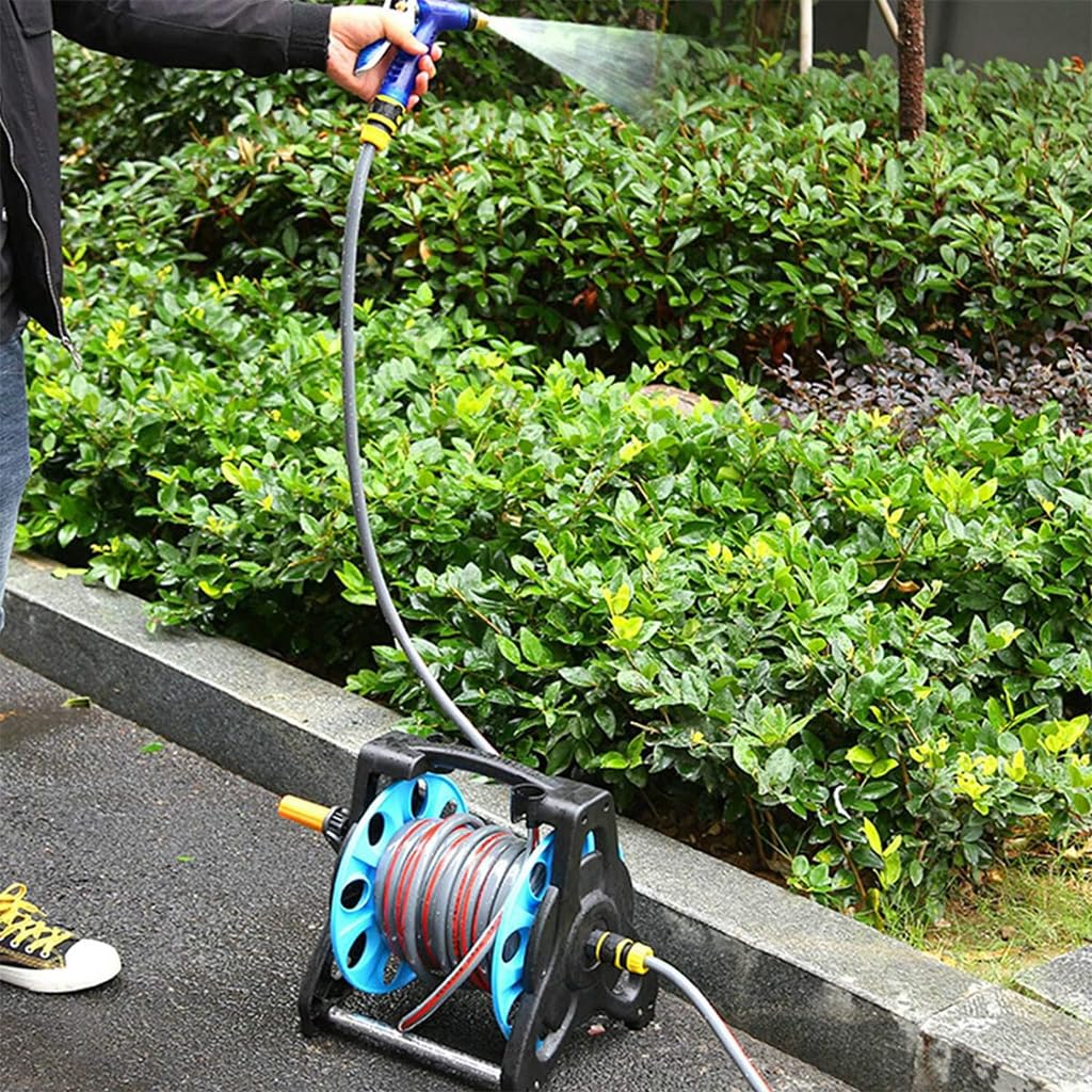 HASTHIP Hose Reel for Garden Hose with Pipe Connector, Labor Saving Hose Reel Hose Holder Gardening, Landscaping, Car Washing, Maximum Length 25m