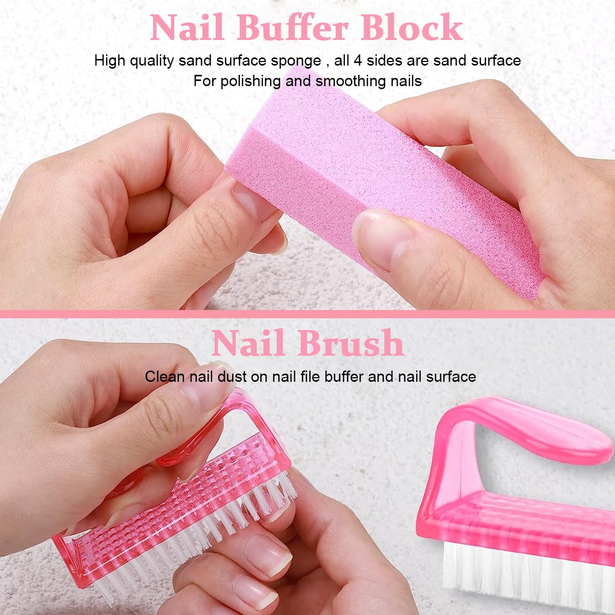 MAYCREATE Nail Manicure Tool Kit Fingernail Care Tool Kit with Nail Clipper, Cuticle Pusher, Polish Remover Scraper, Nail Files, Nail Buffer Block, Nail Brush