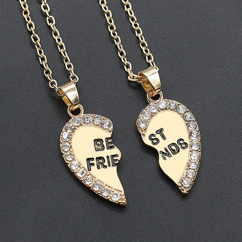 SANNIDHI Gold 2 Pcs Friendship Necklace Magnetic Half Heart Pendant Necklace Set for Besties,Best Friends,Girls Gift & Sisters
