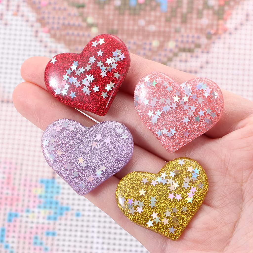HASTHIP 6PCS Diamond Painting Tools and Accessories Kits, Diamond Painting Magnet Cover Holder, Cross Stitch Diamond Painting Holder, Suitable for Holding Diamond Painting Cloth (Heart-Shaped)