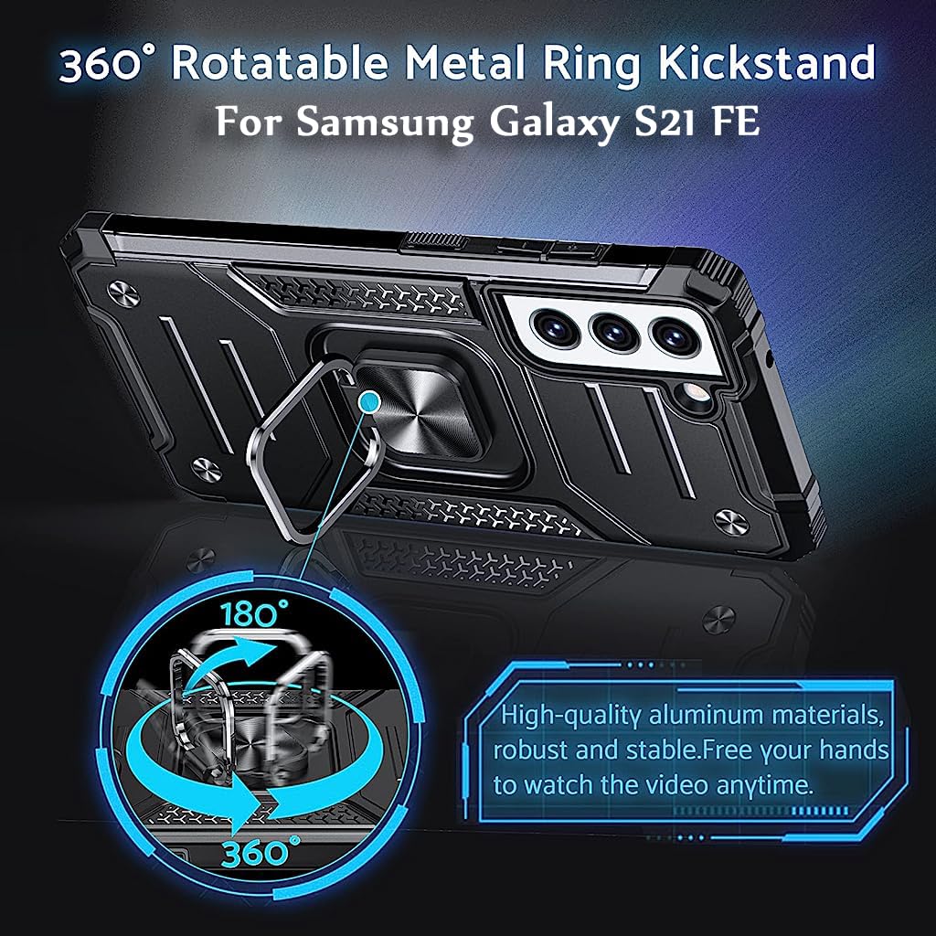 ZORBES Samsung Galaxy S21 FE 5G Case, with Rotatable Phone Ring Buckle and Magnetic Design, TPU Shockproof Protective Phone Case Phone Cover for Samsung Galaxy S21 FE