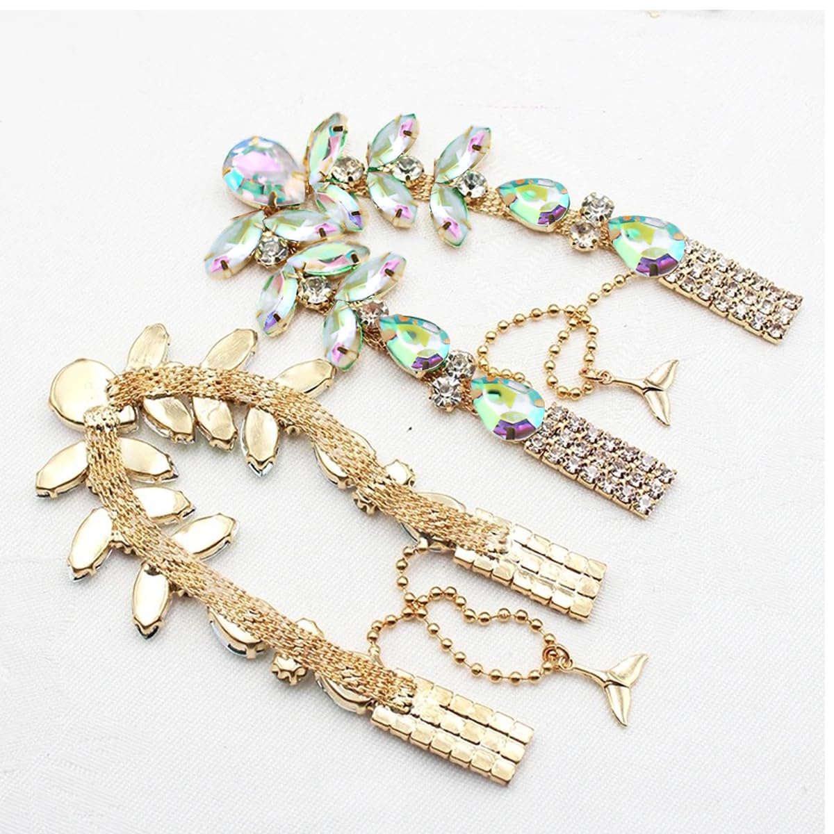 HASTHIP Flip Flop Slippers Shoes Charms Accessories Metal Glitter Rhinestone Decoration Charm DIY Luxury Jewelry Charm for Women Girls Flip Flop