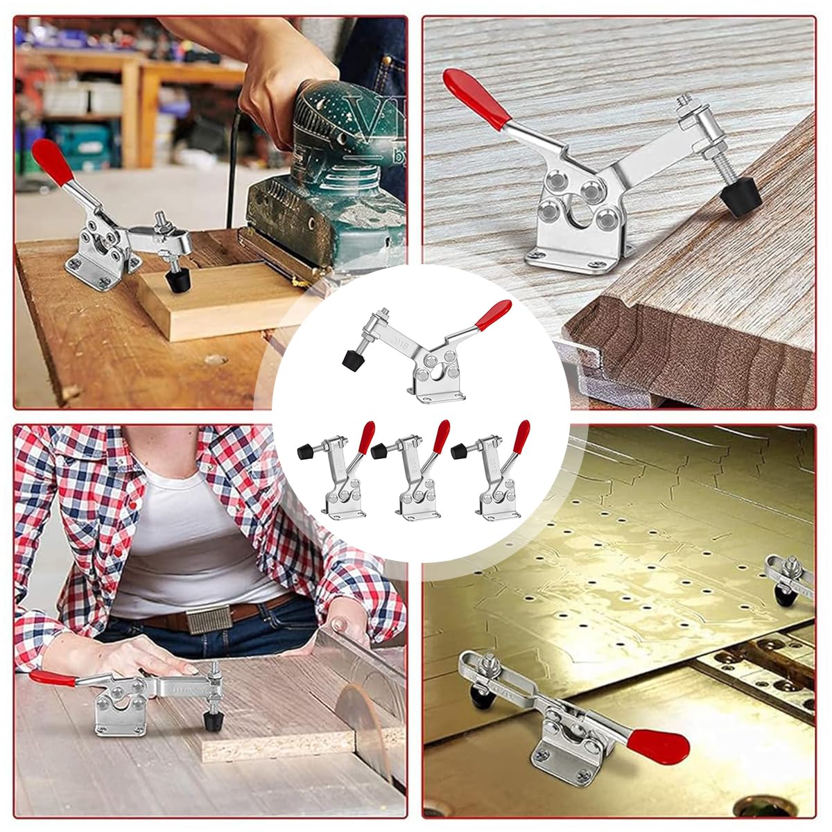 Serplex 4Pcs Toggle Clamp Hold Down Clamp 220Lbs Holding Capacity Antislip Horizontal Quick Release Toggle Clamp
