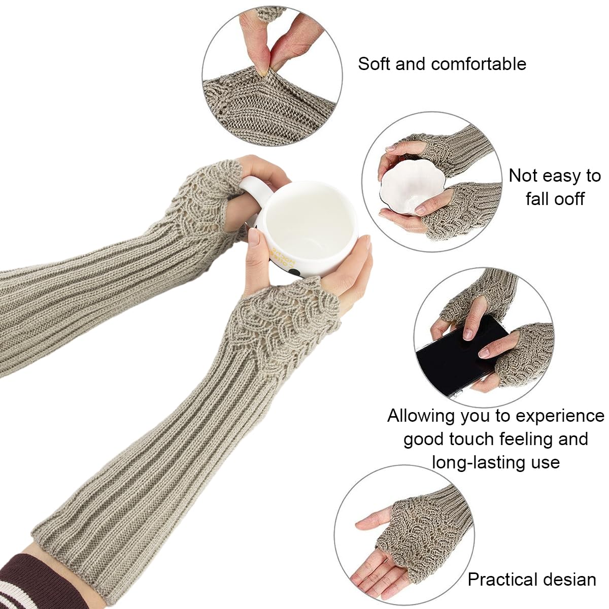 PALAY Hand Warmers Gloves Fingerless Gloves for Women Arm Warmers Wrist Warmer Stylish Women Gloves Long Sleeve Knitting Hand Wrist Warmer Winter Fashion Piece