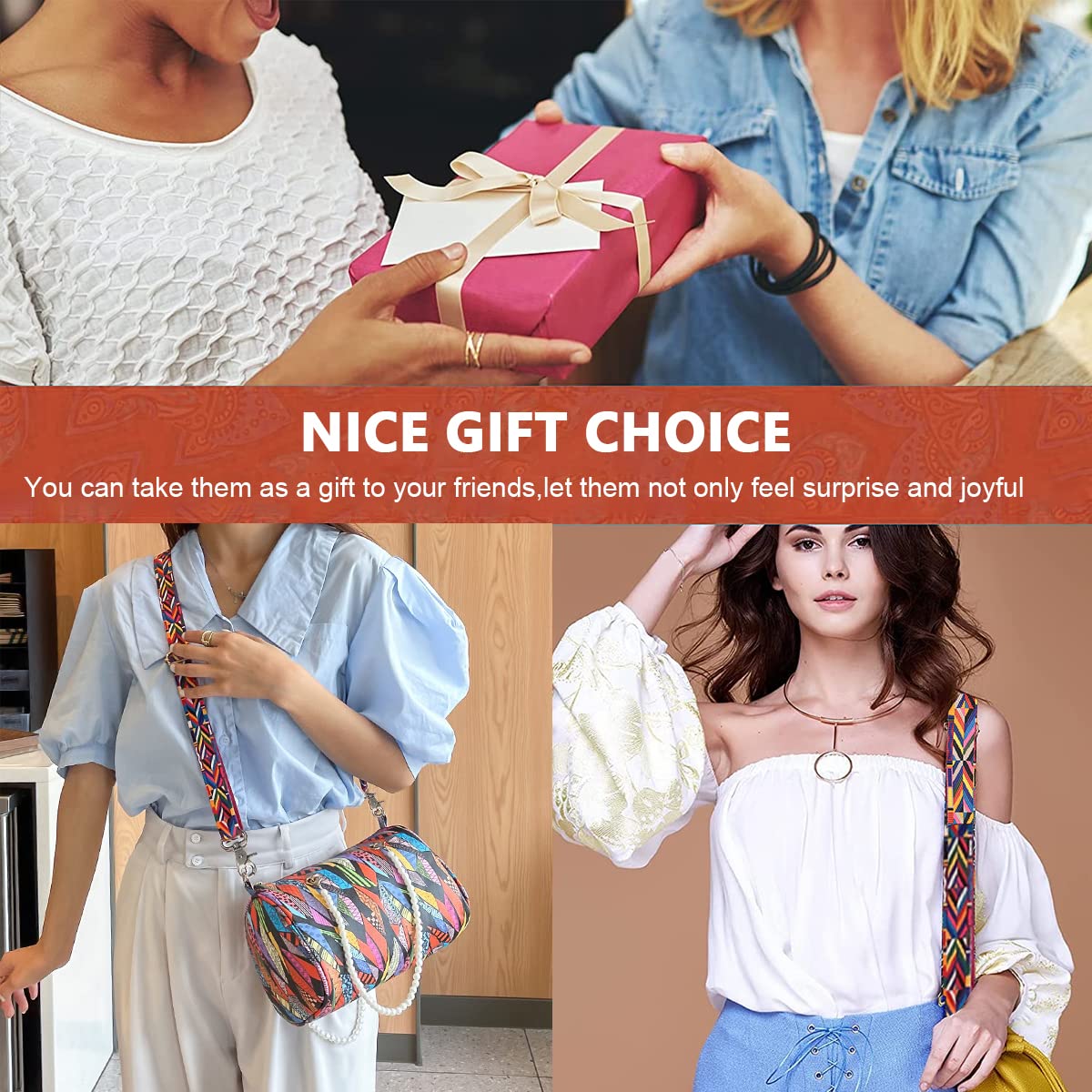 PALAY Shoulder Strap Canvas Webbing Wide Shoulder Strap Exotic Boho Crossbody Strap Adjustable Shoulder Strap for Handbag,Travel Bag