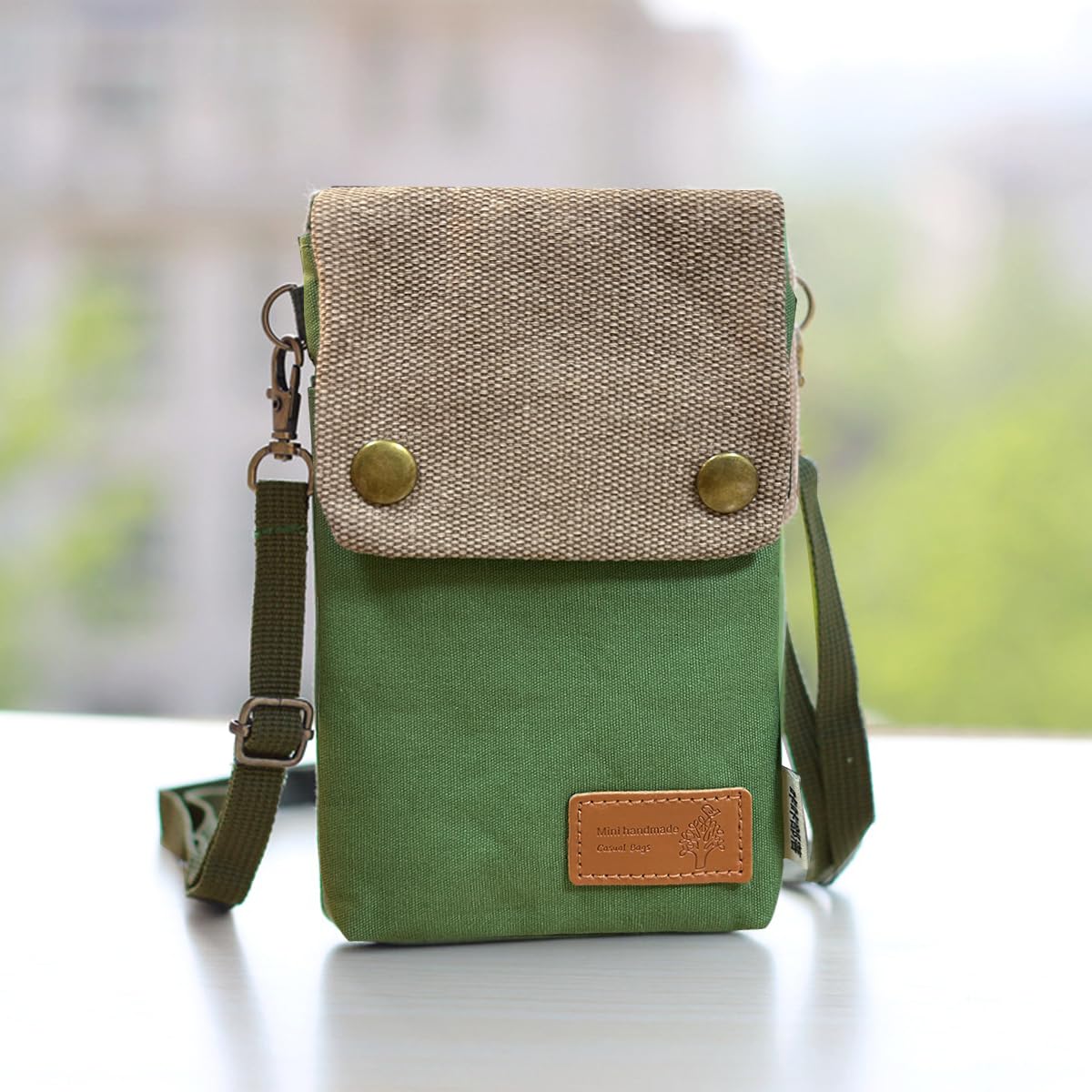 PALAY Sling Bag For Women Canvas Mini Mobile Pouch Credit Card Fashion Shoulder Bag Crossbody Bags For Women Wallets with Detachable Shoulder Strap