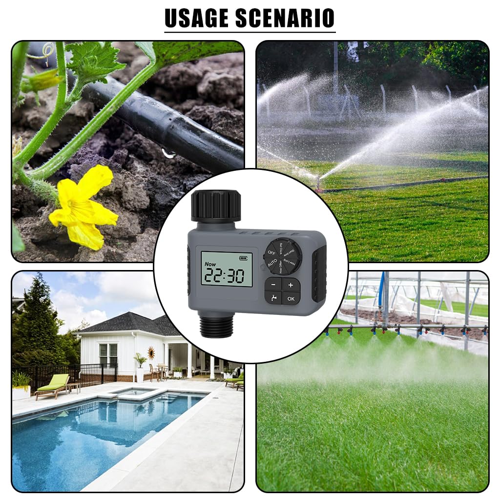 HASTHIP Drip Irrigation Timer for Garden Farm with Universal Faucet connector, Irrigation Water Timer, Easy to Use Automatic Watering System, Waterproof Digital Irrigation Timer System for Lawns