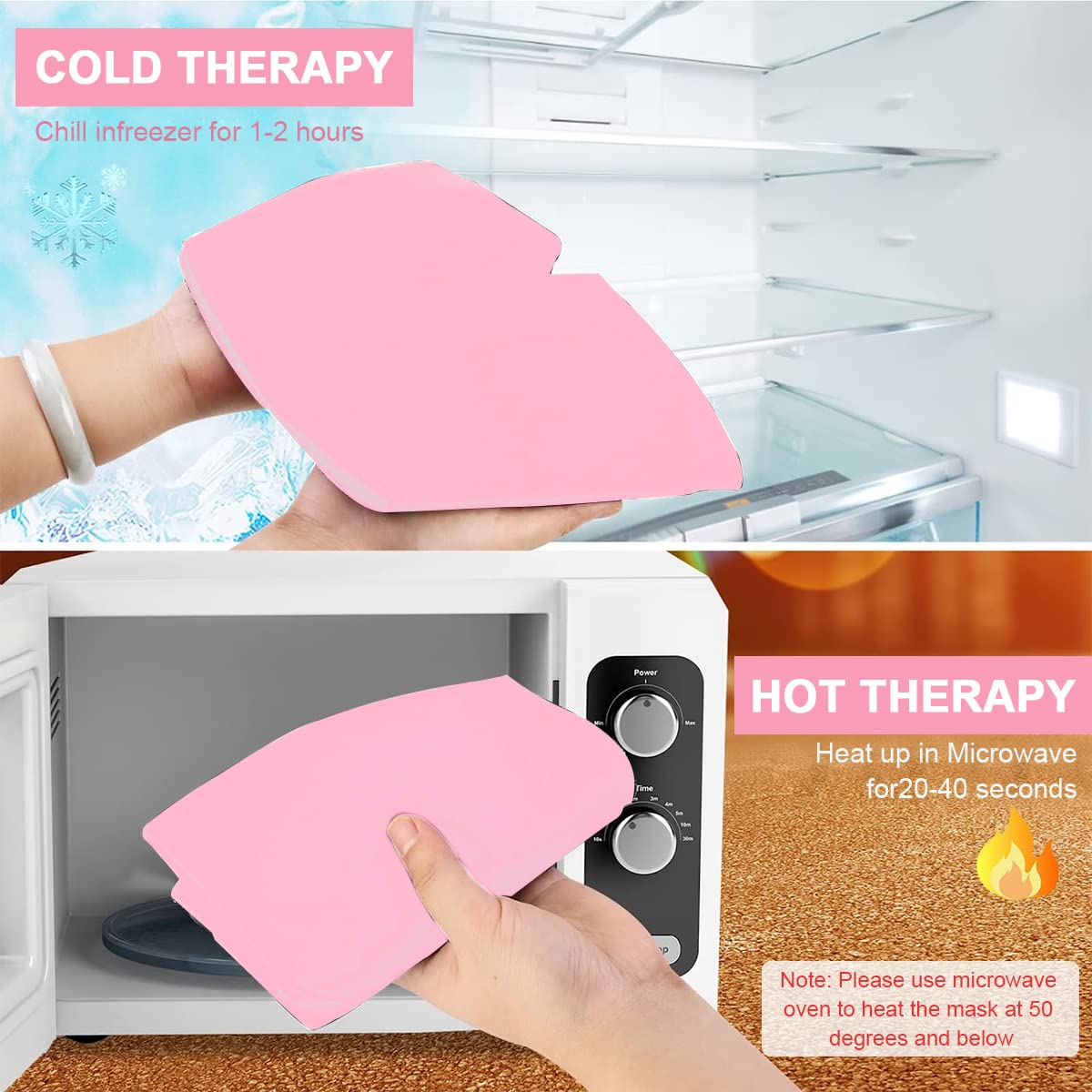 HANNEA Migraine Relief Cap Hat Ice Head Wrap, Double Layer Cool Gel Headache Relief Cap, Hot and Cold Therapy Mask for Tension, Sinus, Puffy Eyes & Stress Relief Gel Cold Compress-Pink