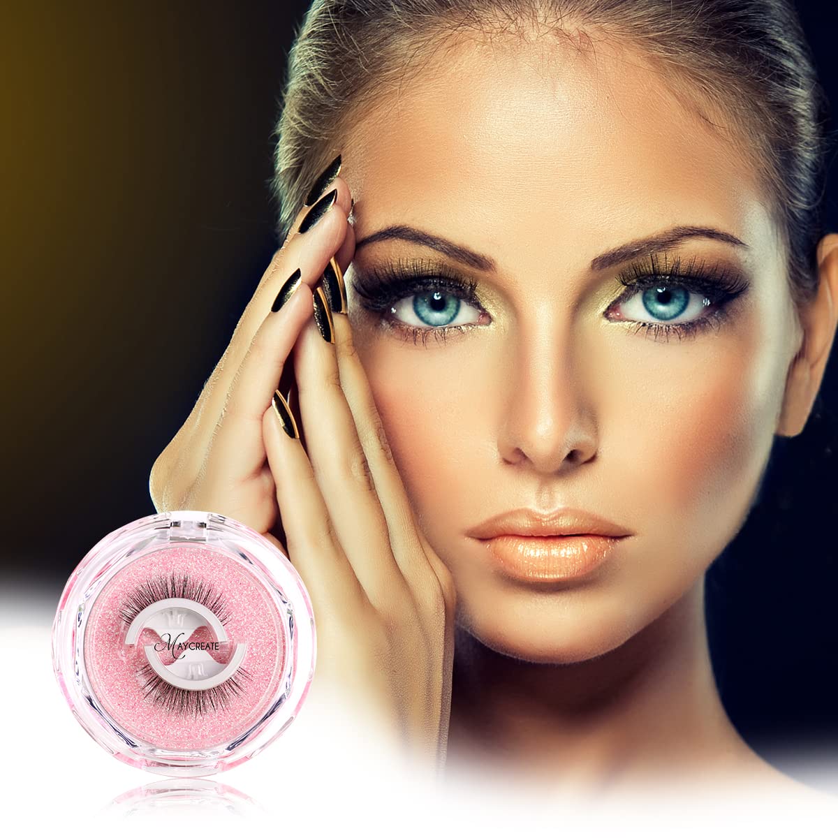 HASTHIP 1 Pair Waterproof Reusable 3D False Self Adhesive Eyelashes Natural Look For Women
