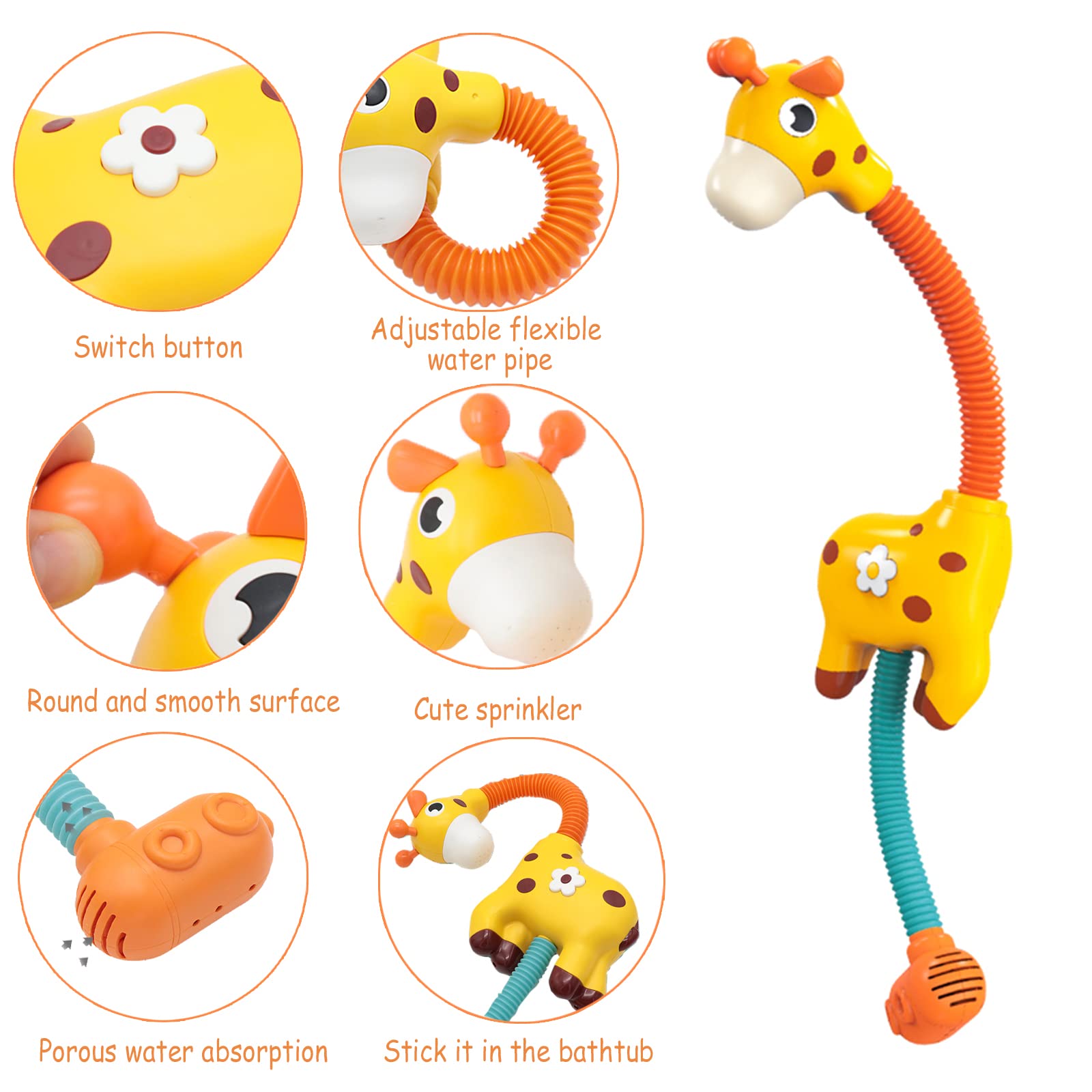PATPAT Baby Bath Tub Toy Electric Shower Head Toy Cartoon Giraffe Bath Shower Toy Baby Bath Toys Cute Sprinkler Bathtub Toy for Boys Girls Kids Gifts