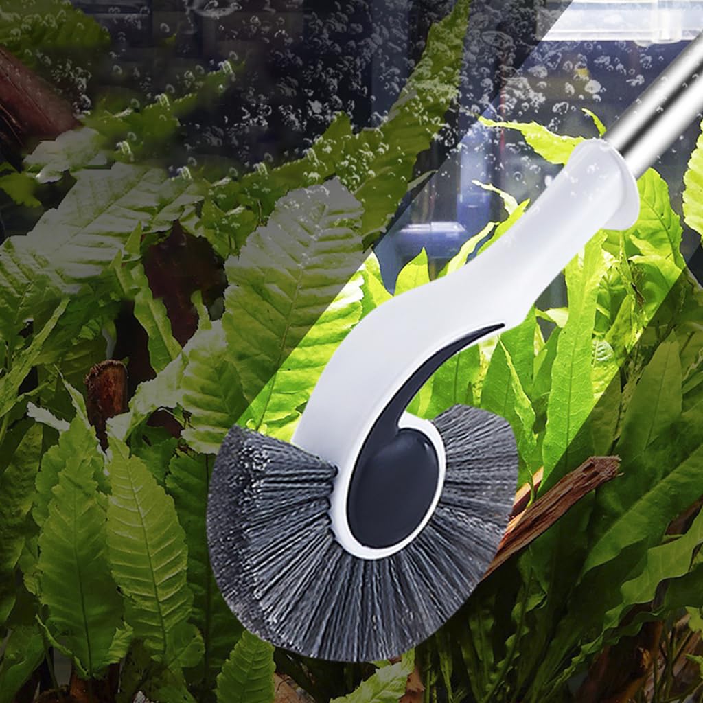 Qpets Cleaning Brush - Adjustable Long Handle - Spiral Brush Head - Versatile Tool for Pool, Bathroom, Kitchen, Fish Tank - Lightweight, Durable, 95cm - Pack of 2 Brushes and 2 Handles