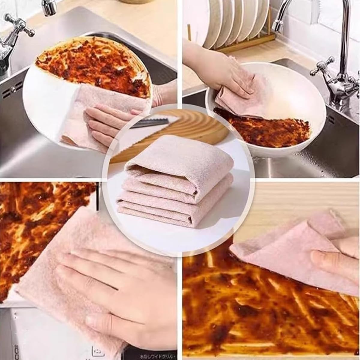 Supvox Loofah Cleaning Cloth, 10Pcs Absorbent Oil-Free Loofah Dishwashing Cloth, Natural Fiber Kitchen Cleaning Rags, Versatile & Water Absorbent, Perfect for Diverse Cleaning Tasks, 27x30cm