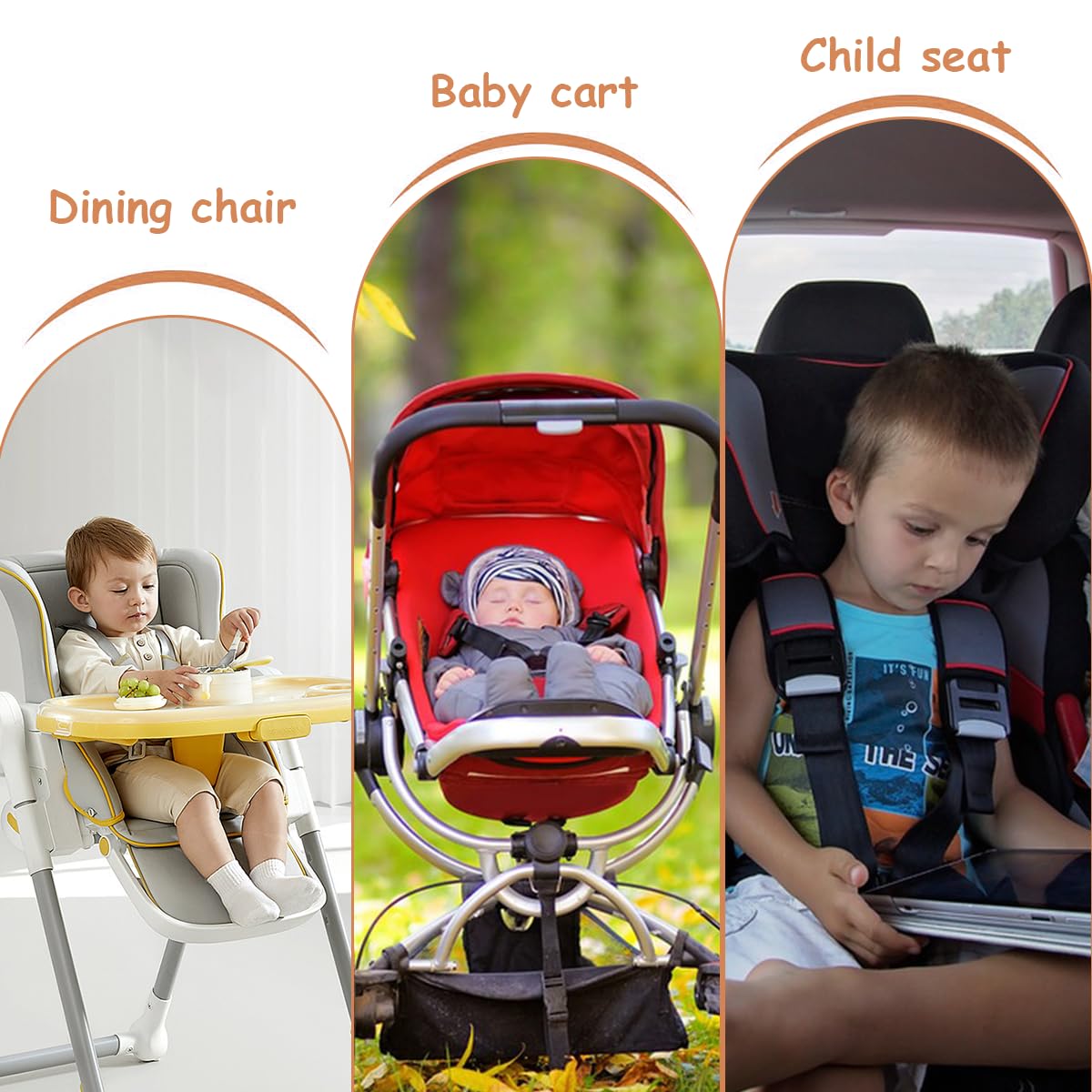 SNOWIE SOFT Baby Safety Strap for Chair 5-Anchoring-Points Safety Harness Belt for Toddlers Universal Adjustable Quick Release Buckle Design Baby Safety Strap for Stroller, High Chair, Pram
