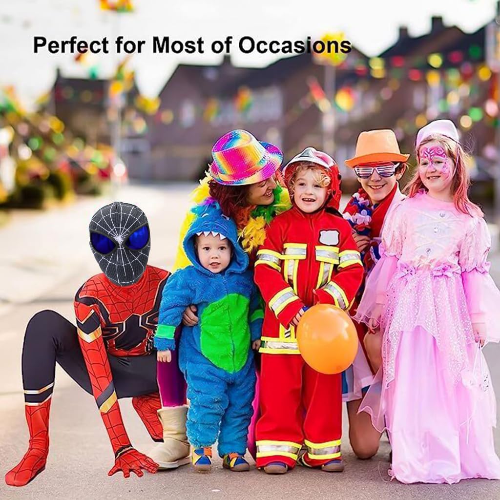 FANCYKU 3D Spider-Man Mask, Spiderman Masks Spider Man Cosplay Costumes Superhero Lenses, Superhero Costume Mask for Adult Kids, Role Play Masks for Halloween Christmas (Black White)