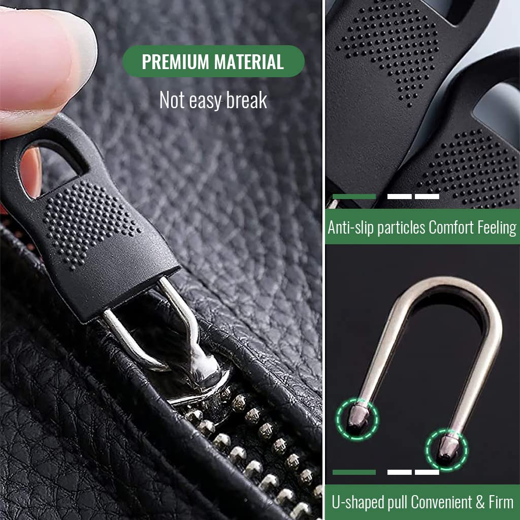 HASTHIP 20pcs Zipper Pulls Replacement Kit, Universal Detachable Zipper Puller, Black Zipper Pull Tab for Bags, Purses, Luggage, Backpacks, Pants, Jackets, Boots, Tents (3 Styles, 4 Sizes)