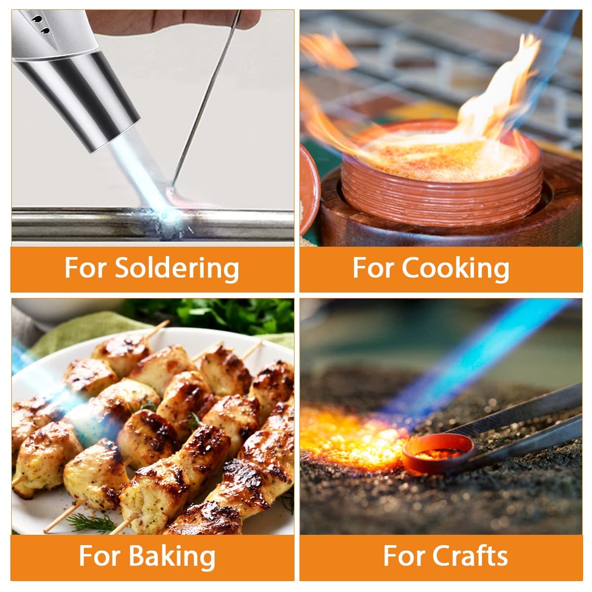 HASTHIP Blow Torch, Adjustable Flame Auto Ignition Flamethrower, Butane Gas Torch Lighter, Blow Torch for Cooking, BBQ, Baking, Brulee, Creme, DIY Soldering (Butane Gas Not Included)