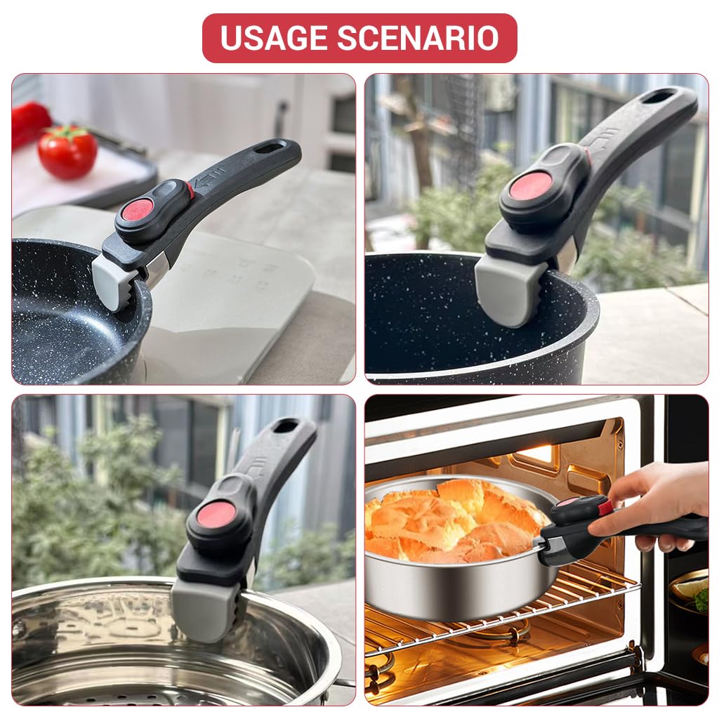 HASTHIP Detachable Handle Only for ROYDX Kitchen Cookware Sets Stainless Steel Pots and Pans,Removable Handle for 10,16 Pieces & 20 Pieces