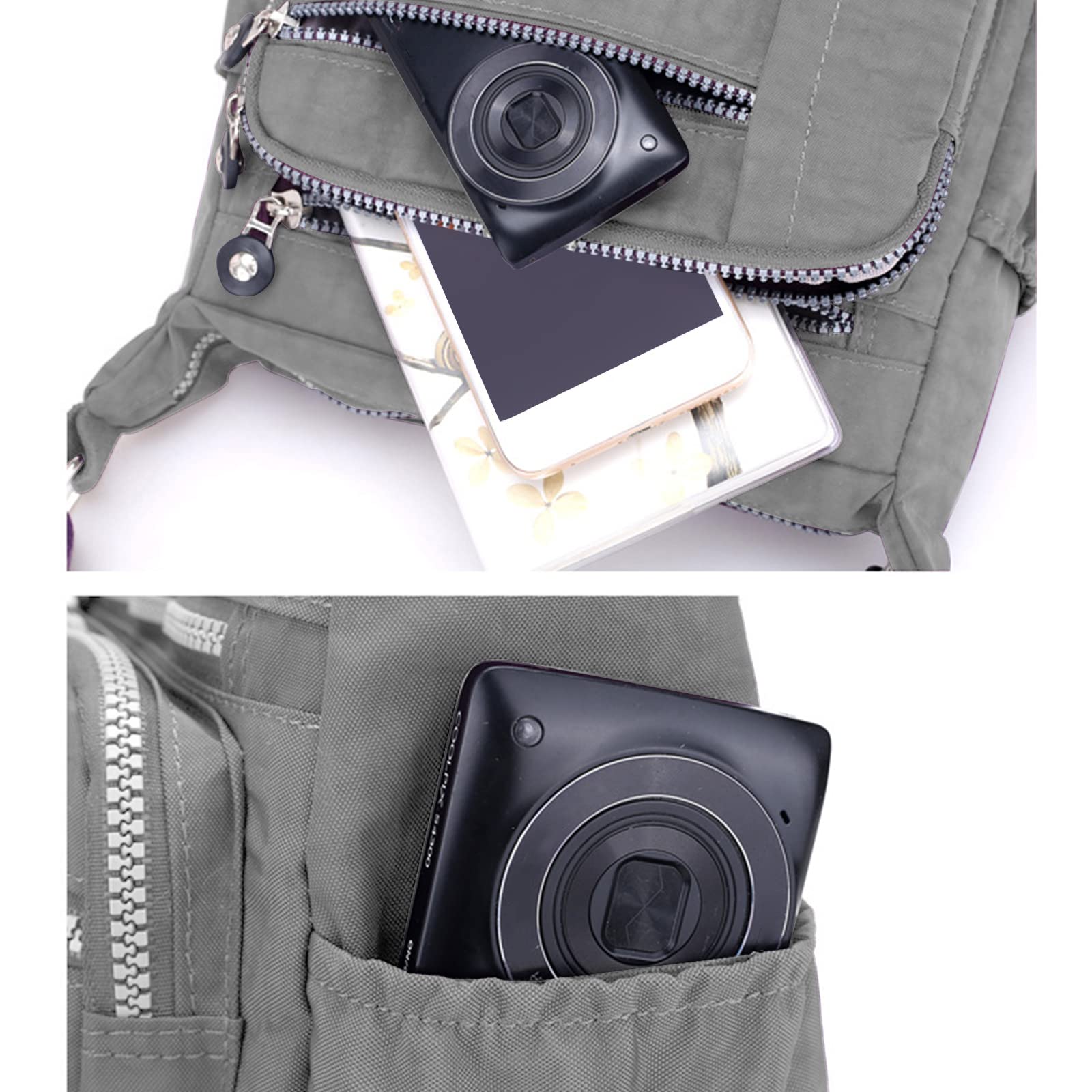 PALAY Women Crossbody Bag Waterproof Nylon Multi-layer Crossbody Bag Casual Satchel Bag Shoulder Bag Messenger Bag Travel Crossbody Bag Day Pack