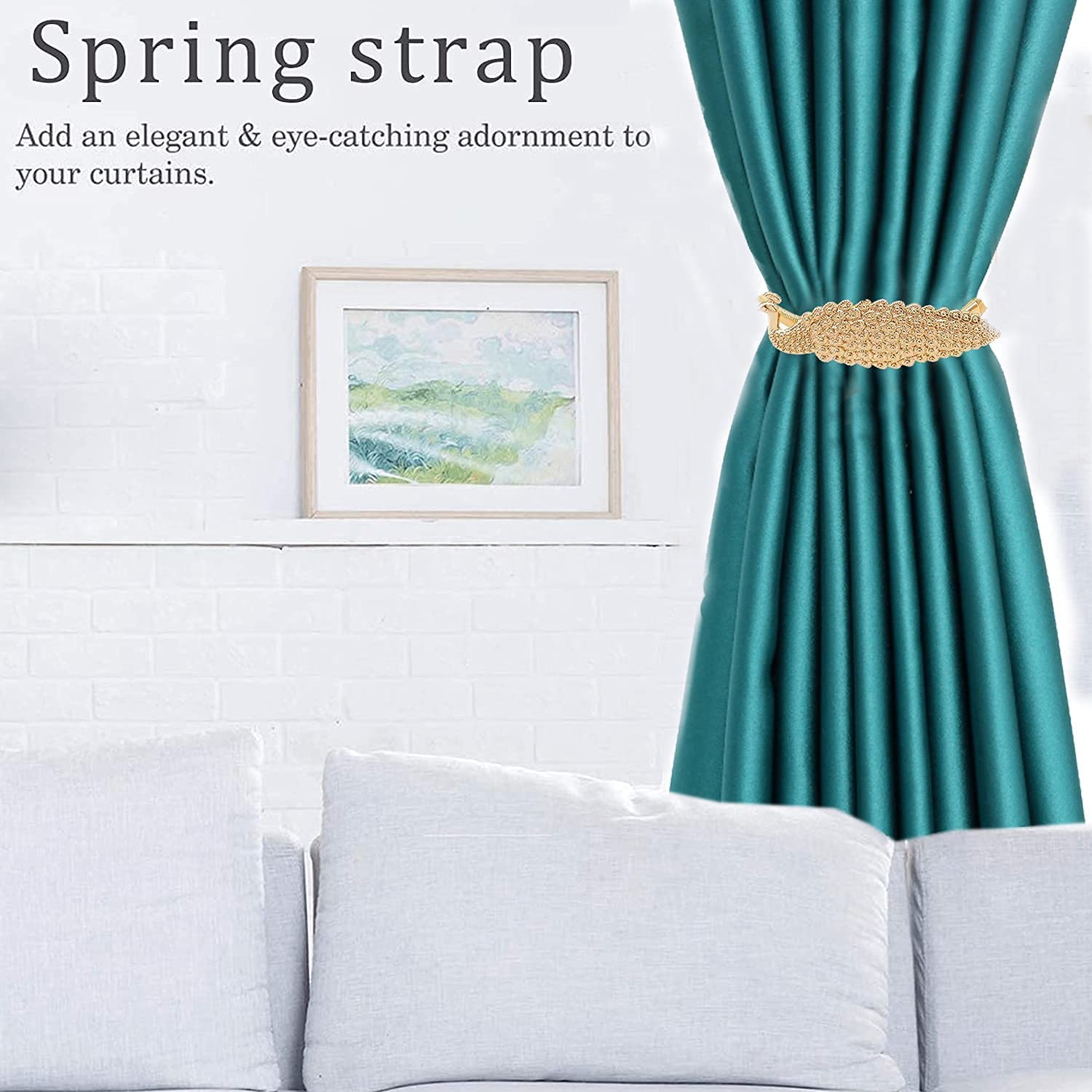 HASTHIP Curtain Tieback Set of 2 Convenient Drape Tie Backs Holdback Holder for Window Draperies Curtain Holders Tieback Wall for Home Decoration