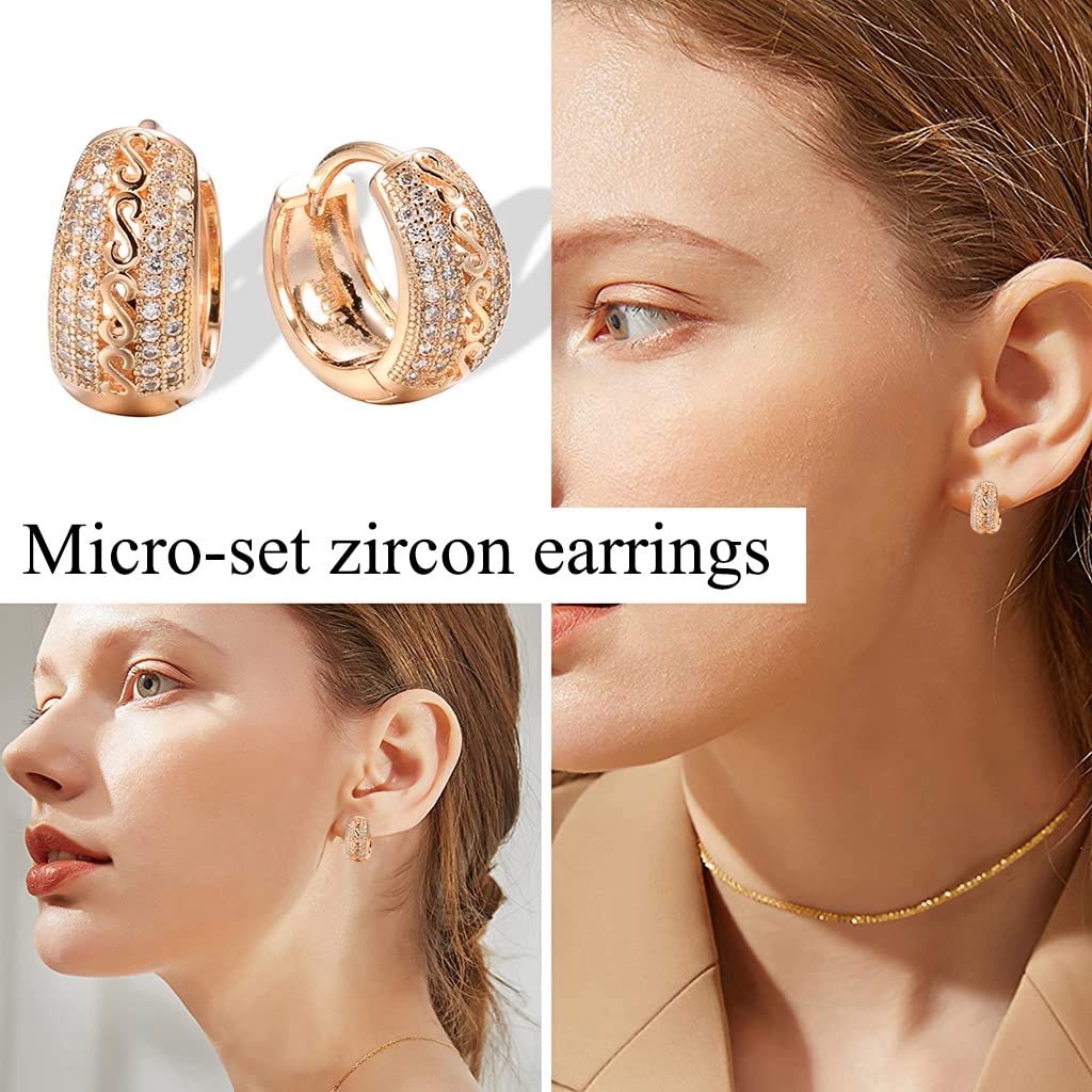 ZIBUYU Earring for Women and Girl Stylish Hollow Encored Hoop Earrings Jewellery Latest Round Eardrops Jewelry for Girls & Women Gift Golden, (15mm) - 1 Pair