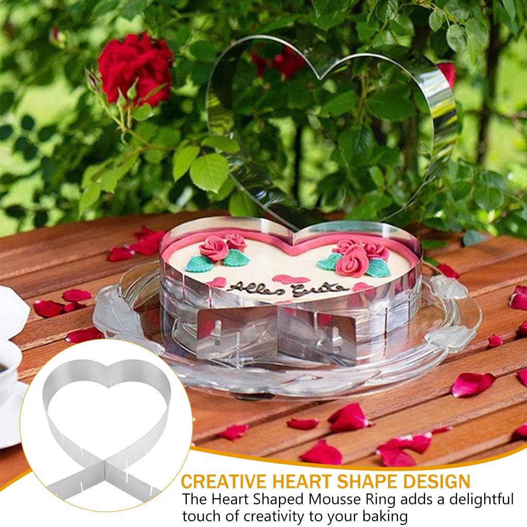 HASTHIP Heart Cookie Cutter, Stainless Steel Adjustable Cake Mold, Heart Shaped Mousse Ring for Baking, Different Size Cake Mould DIY Kitchen Tools