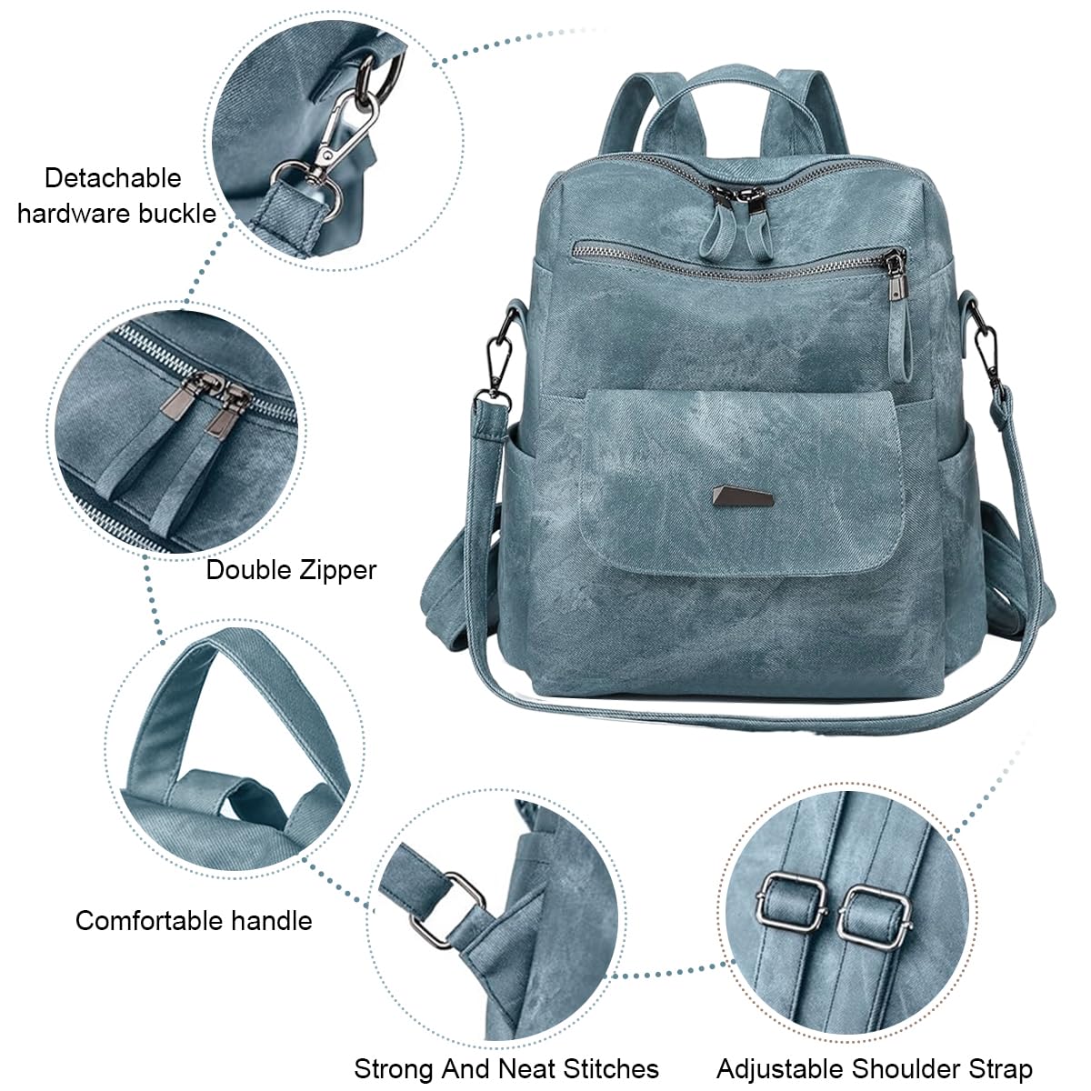PALAY Women Backpack Waterproof Anti-Theft Lightweight PU Fashion Travel Multipurpose Convertible Purse Shoulder Bag