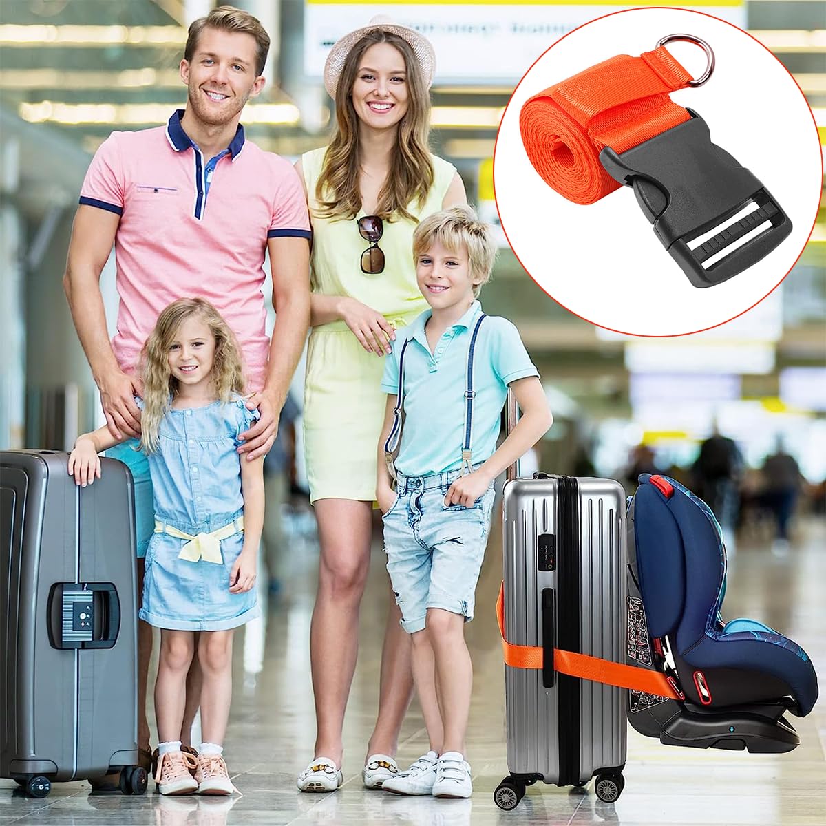 SNOWIE SOFT Adjustable Luggage Strap for Carry-on Luggage Baby Car Seat Fastening Belt Luggage Belt Prevents Slippery Utility All Purpose Luggage Belt Strap for Travel
