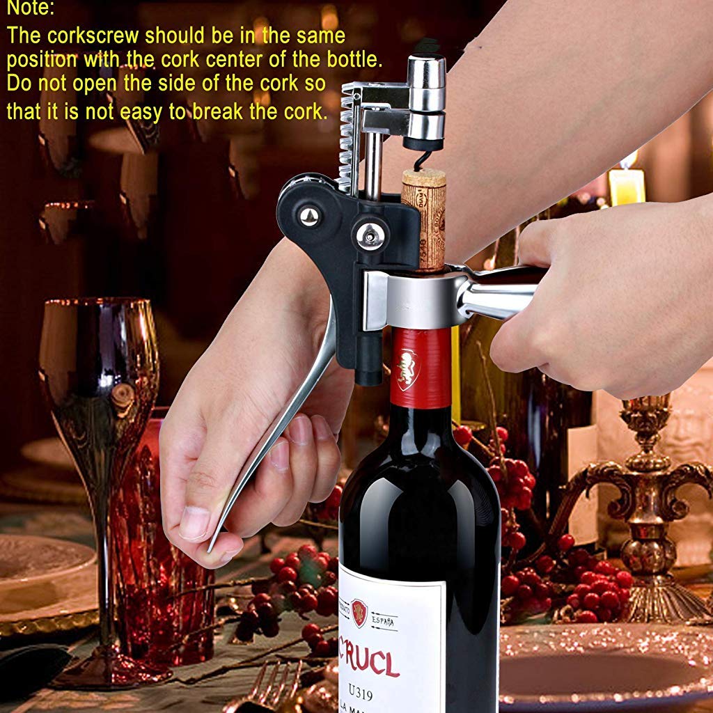 ELEPHANTBOAT Wine Opener Corkscrew Kit - Manual Rabbit Wine Bottle Opener Corkscrew Set - Screwpull Levers with Foil Cutter Cork Gift for Family Friends