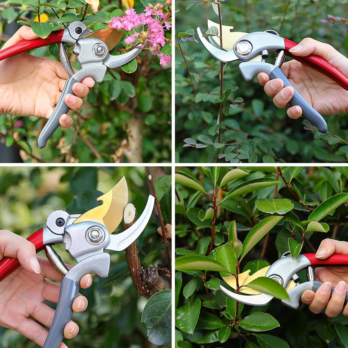 HASTHIP Gardening Bypass Pruner 7.8 Inches SK5 Steel Hand Pruner with Safety Lock Anti-slip Rubberized Handle Design Spring Loaded Labor Saving Bypass Pruner for Shrubs, Flowers, Fruit Trees