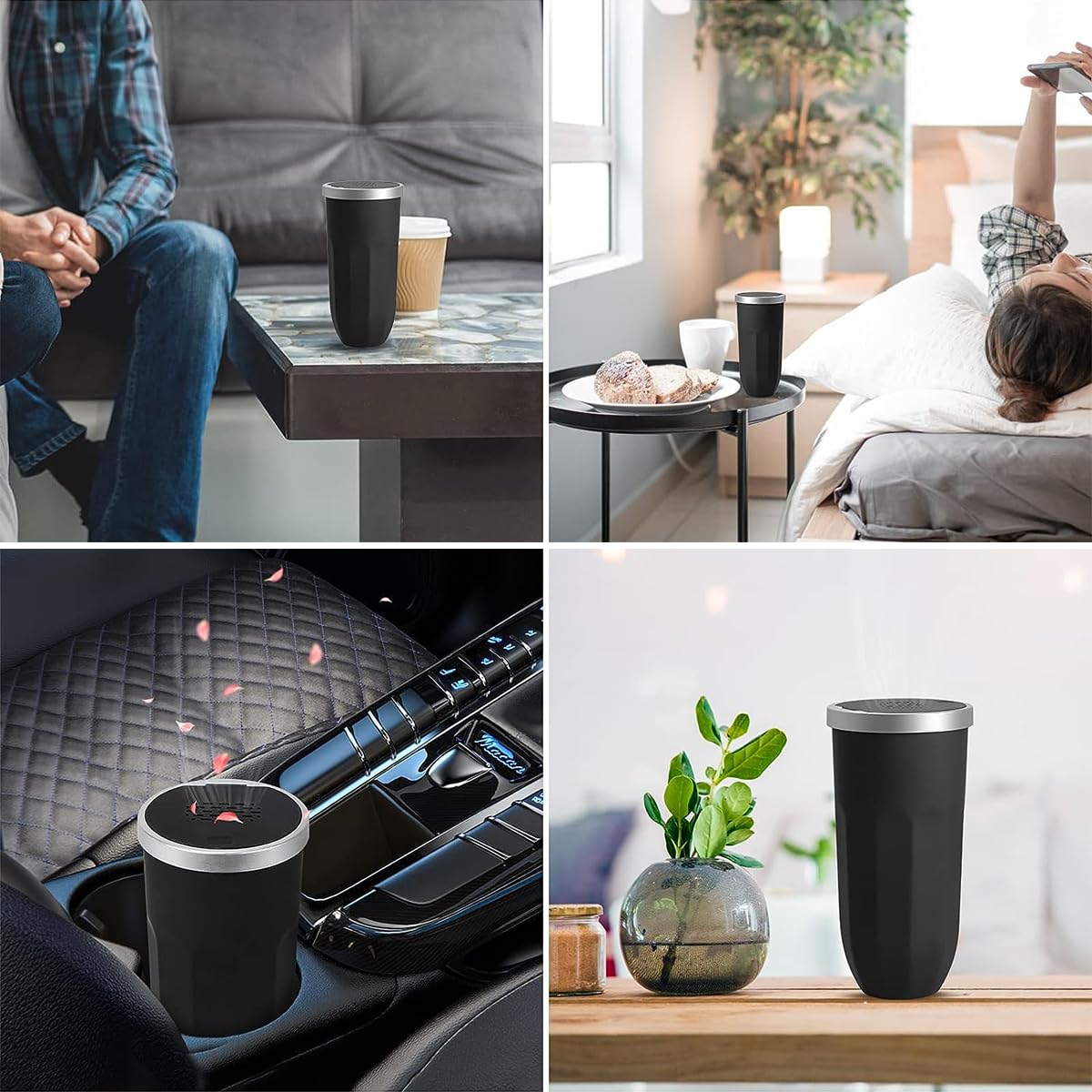 STHIRA Deodorization Car Dustbin/Trash Bin with Lid, Convenient Garbage Bin with Aromatherapy Tablets, Leakingproof ABS Car Ash Bin, Portable Dustbin for Car, Home, Office, Travel