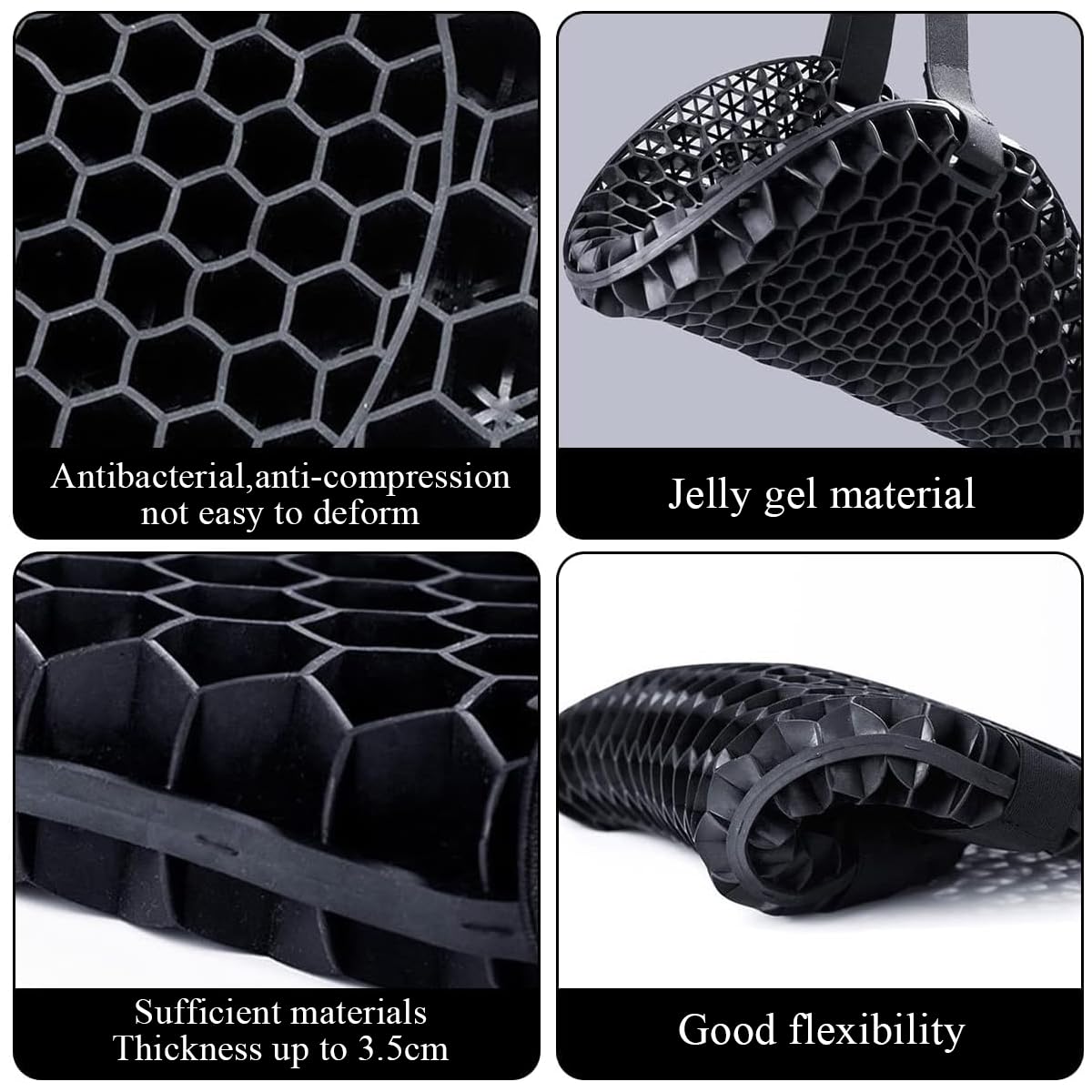 STHIRA Universal Motorcycle Gel Seat Cushion for Front/Rear Motorcycle Seat Pad 3D Honeycomb Motorcycle Seat Cover Structure Breathable Shock Absorption for Comfortable Universal Seats