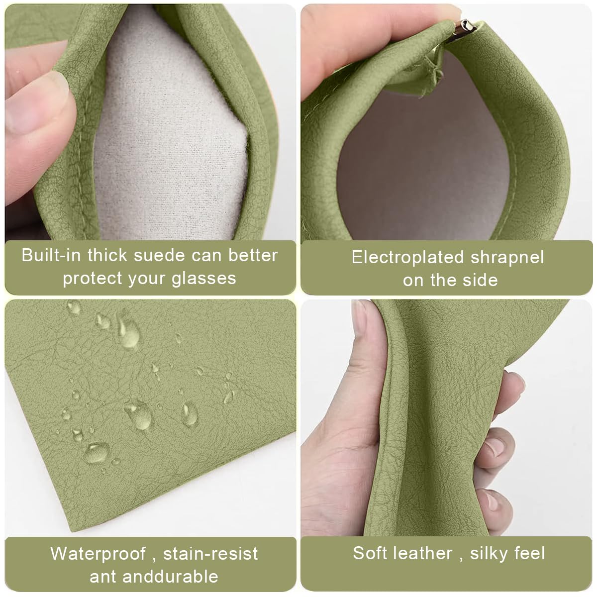 MAYCREATE 4 Pack Sunglasses Case Squeeze Top PU Leather Glasses Case, Multi-purpose Anti-scratch Travel Small Pouch Coin Purse for Storing Jewelries, Cosmetic, Headphones, etc