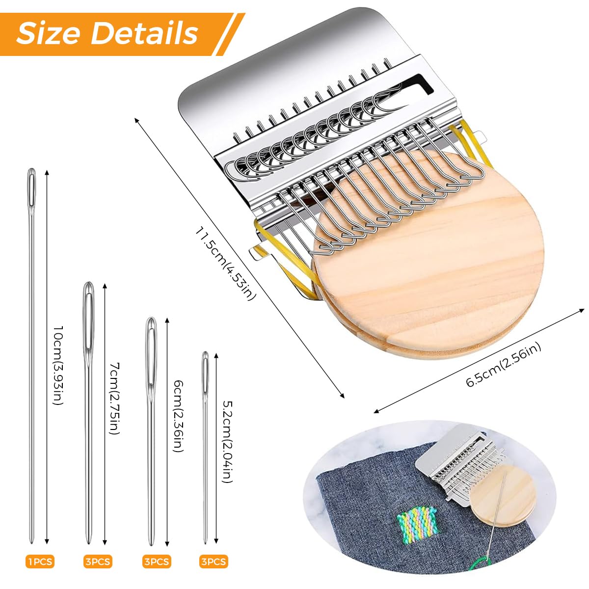 HASTHIP Darning Mini Loom Machine, 21 Hooks Darning Loom Speedweve Type Weave Tool with 9 Yarn Knitting Needles DIY Textile Weaving Loom Kit for Beginners Mending Jeans, Repair Holes